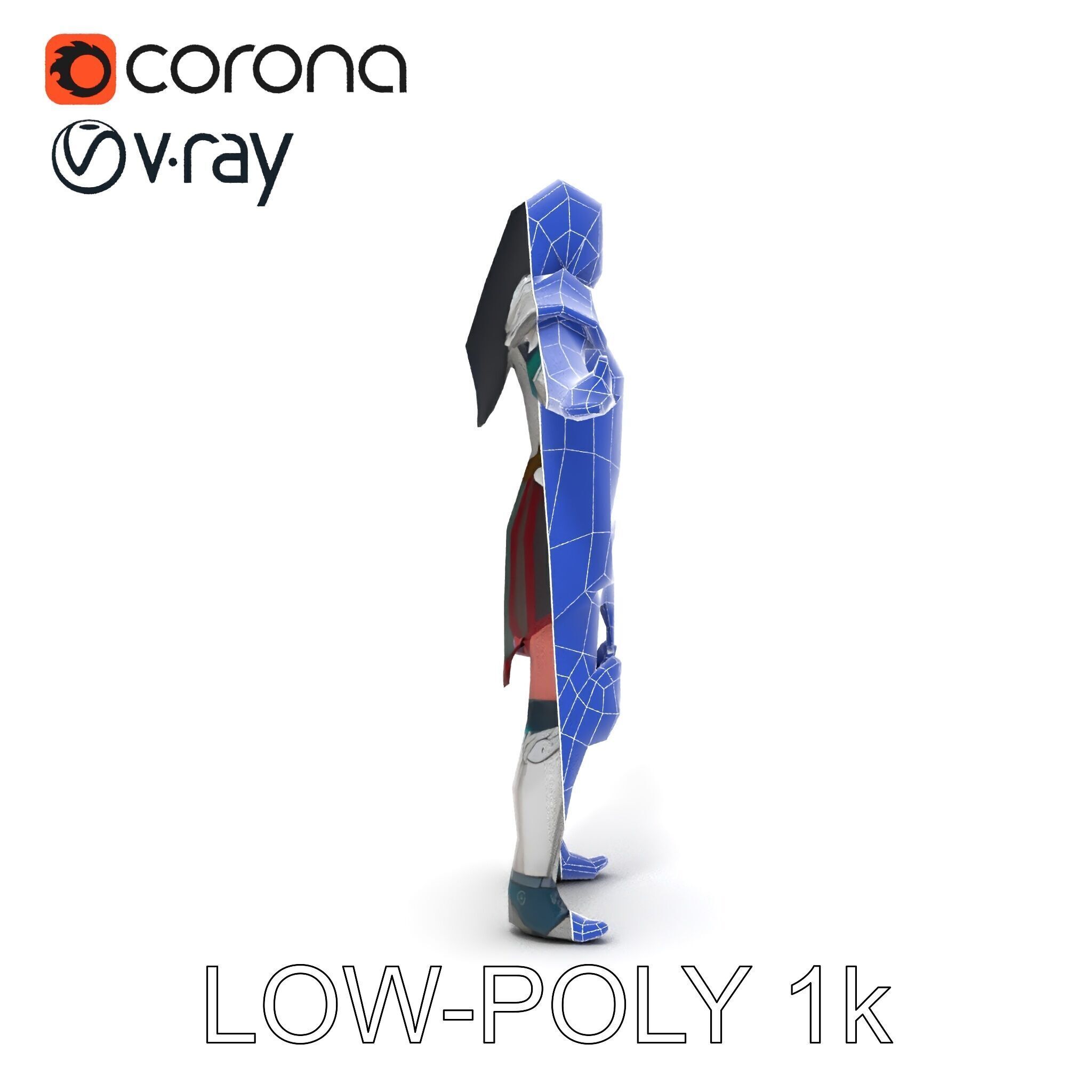 Valiant Female Warrior D Model  Armor Rigged GameReady Low-poly 3D model_31