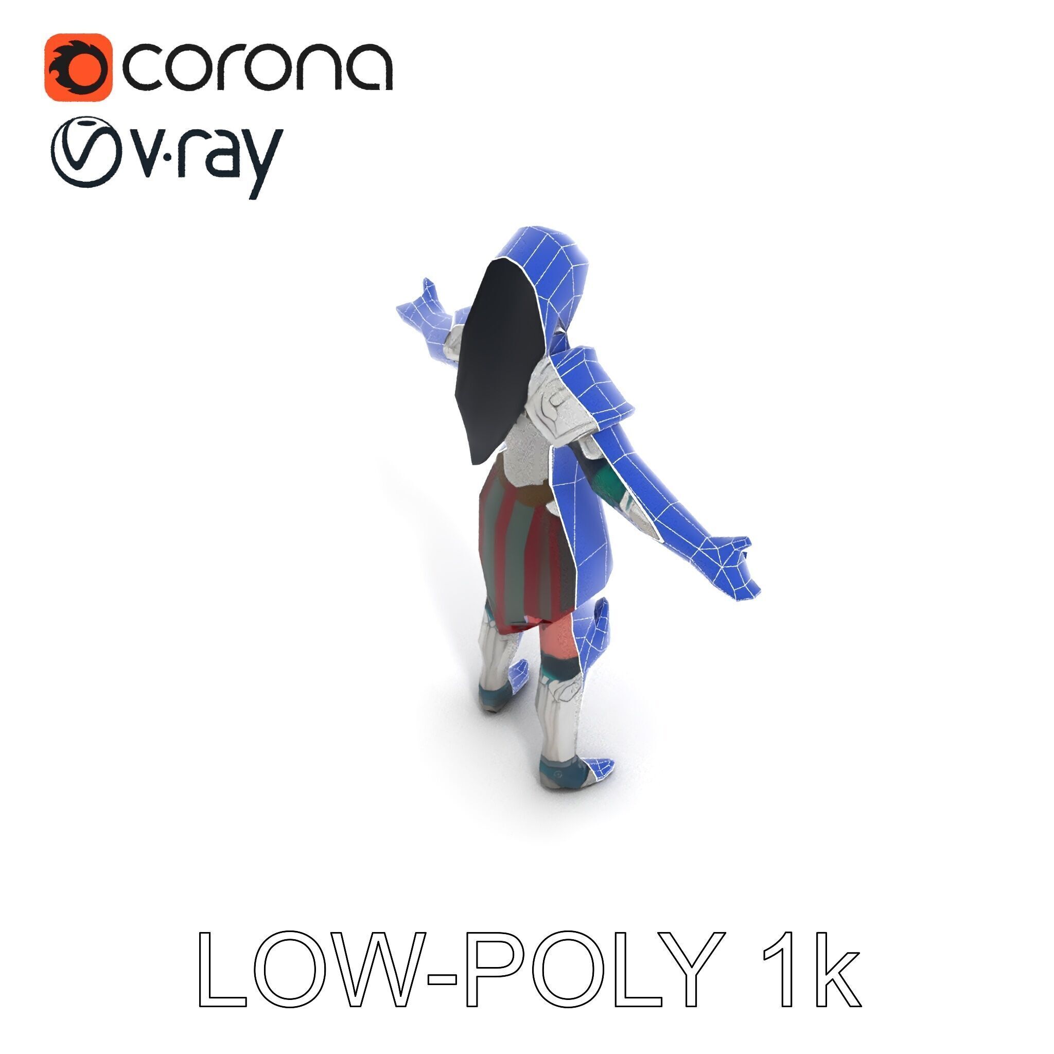 Valiant Female Warrior D Model  Armor Rigged GameReady Low-poly 3D model_10