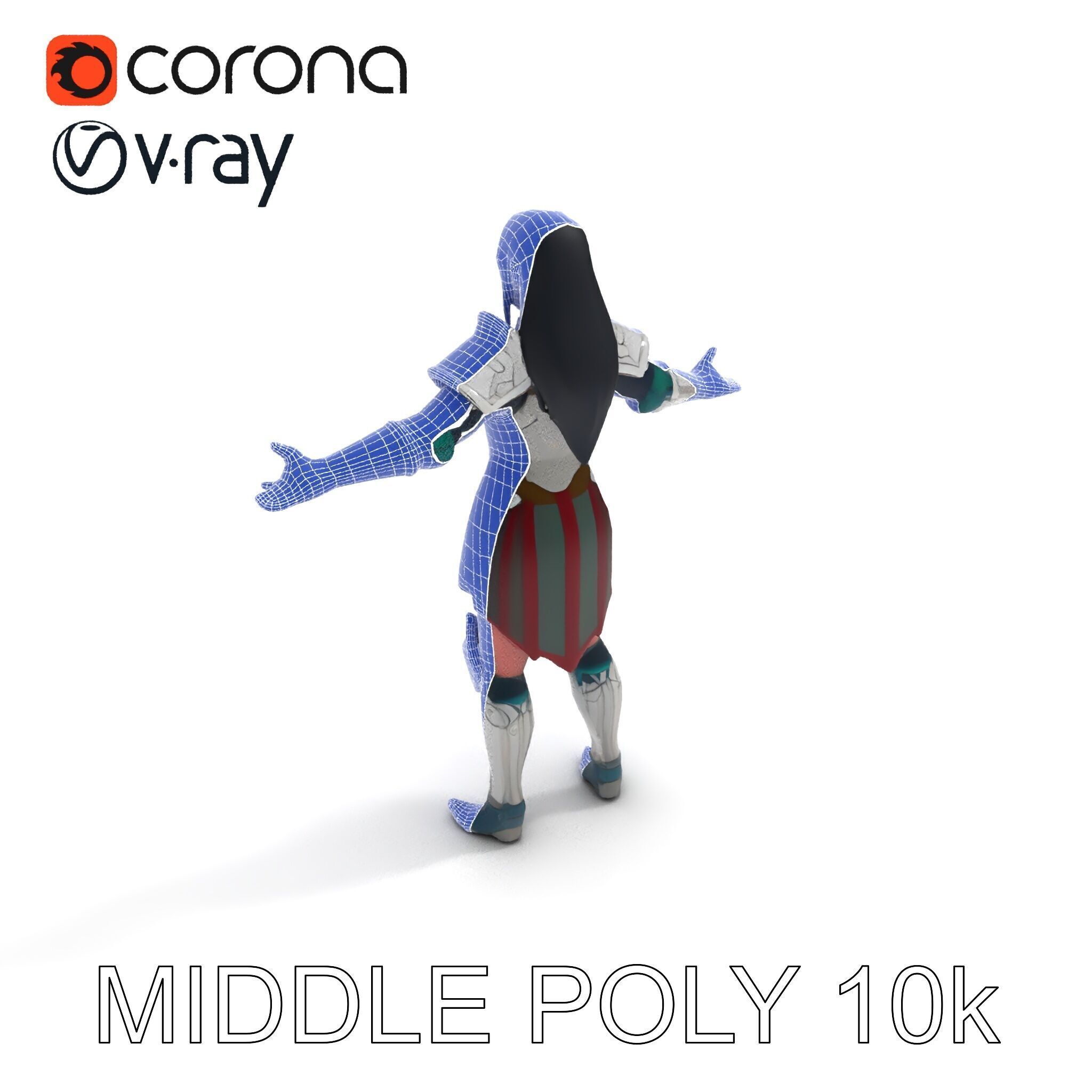 Valiant Female Warrior D Model  Armor Rigged GameReady Low-poly 3D model_33