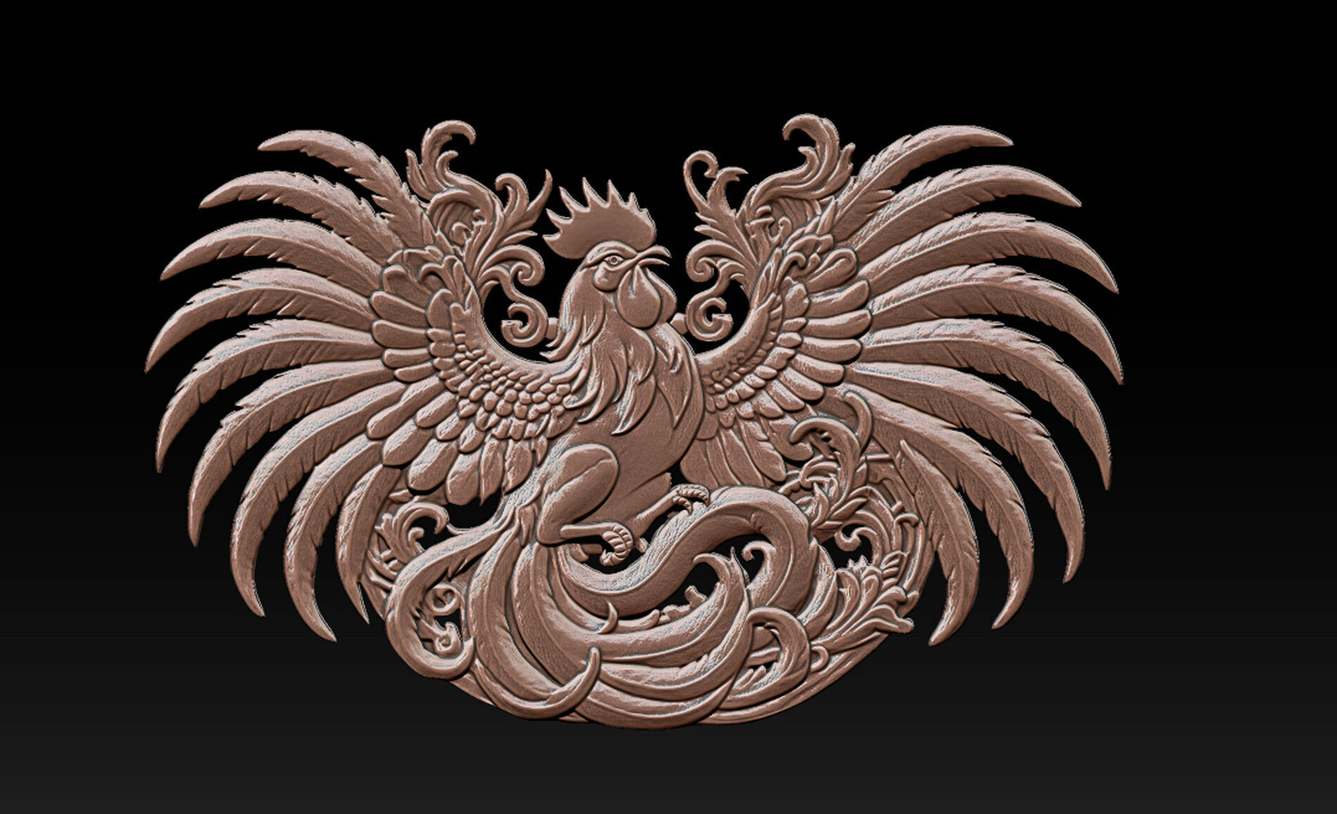 Cockfighting Pendant Jewelry 3D print model_4