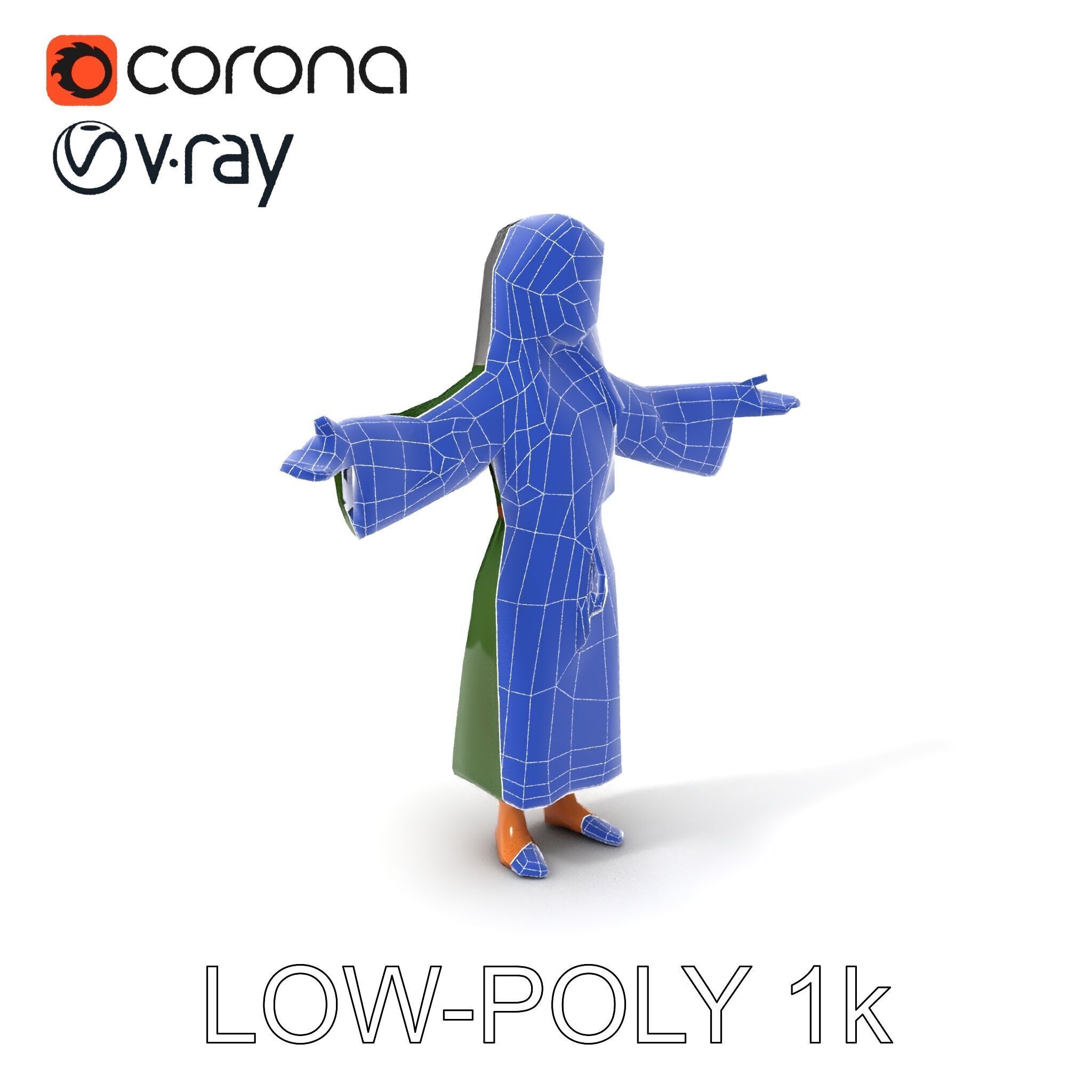 Medieval Peasant Girl D Model with PBR Textures Low-poly 3D model_33