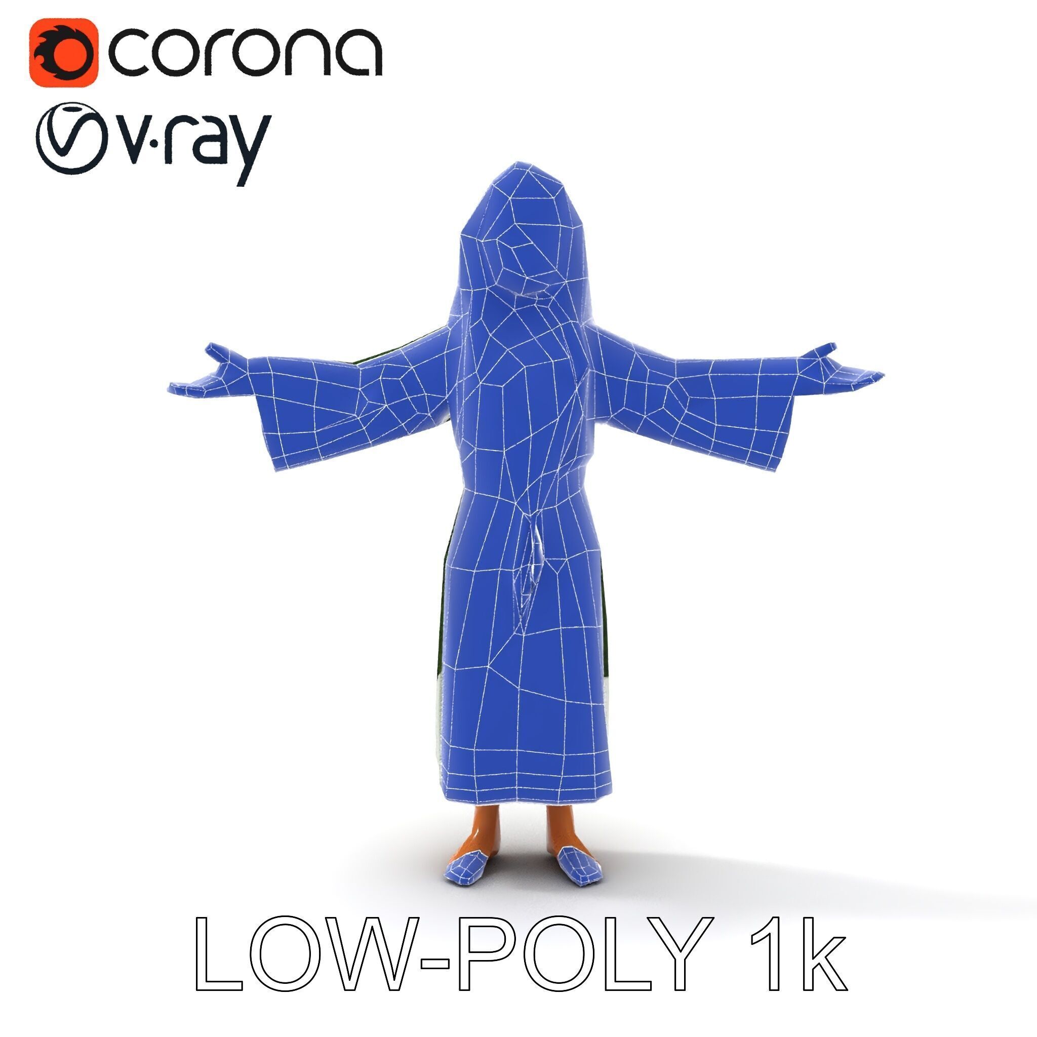 Medieval Peasant Girl D Model with PBR Textures Low-poly 3D model_16