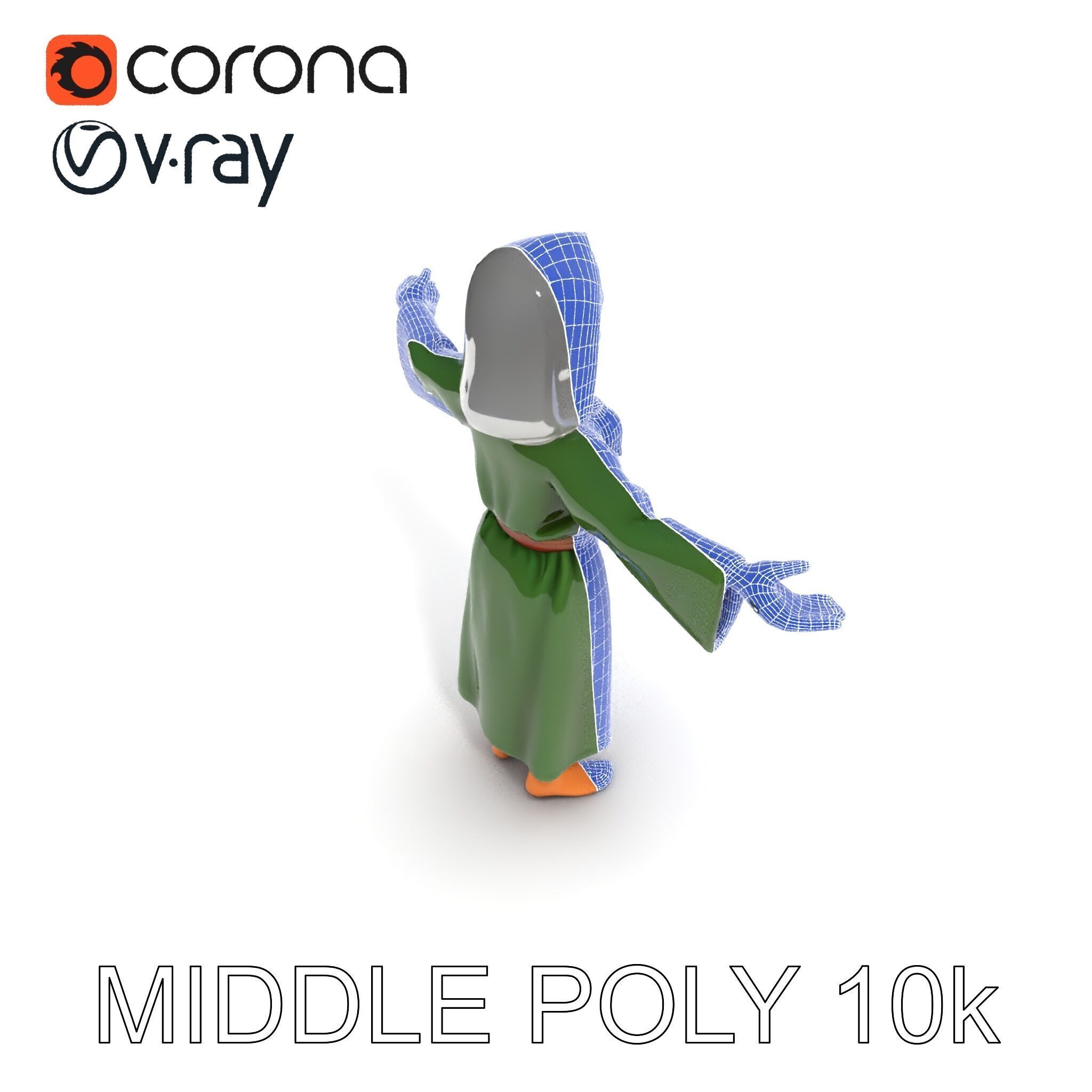 Medieval Peasant Girl D Model with PBR Textures Low-poly 3D model_20