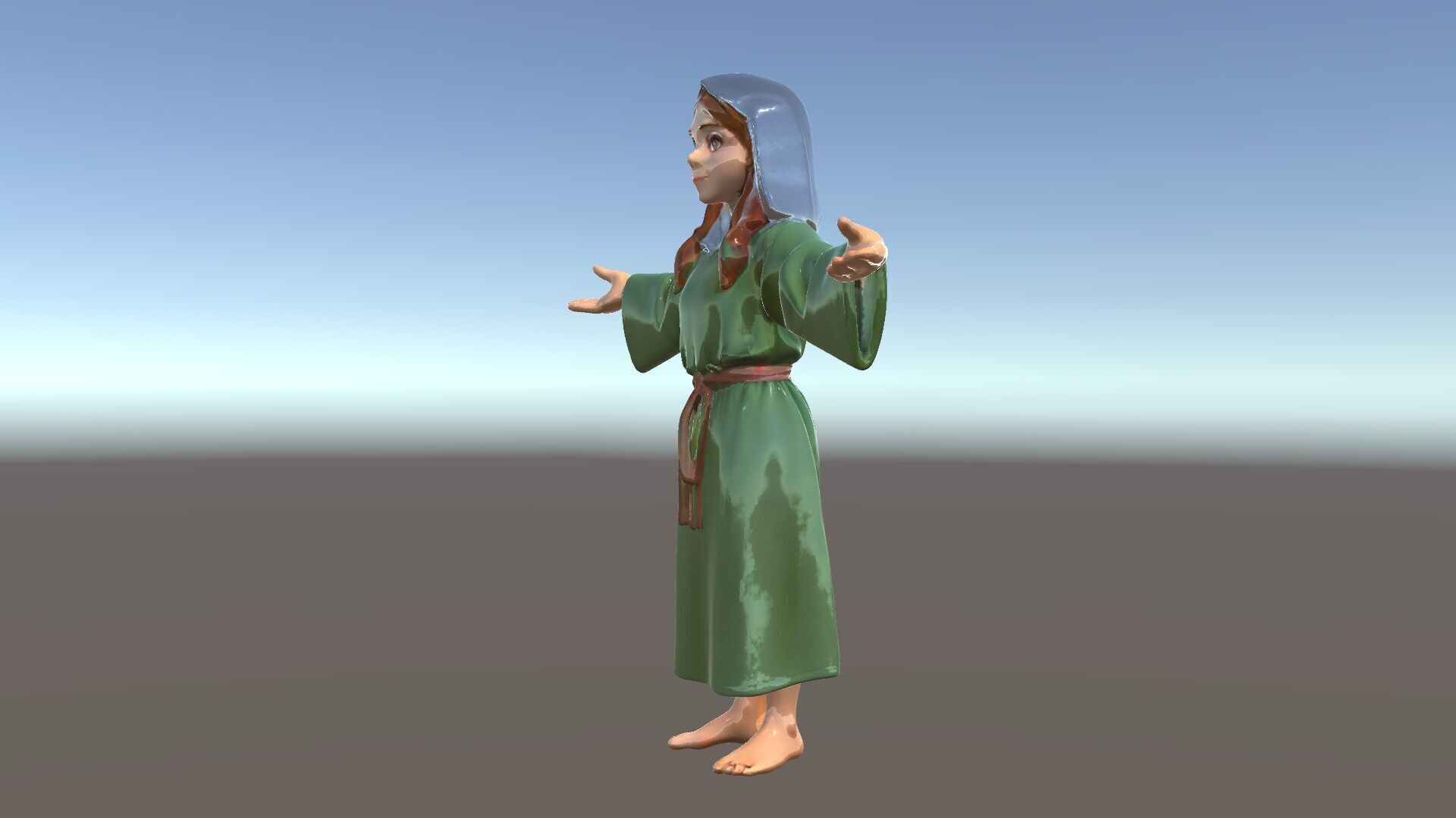 Medieval Peasant Girl D Model with PBR Textures Low-poly 3D model_5