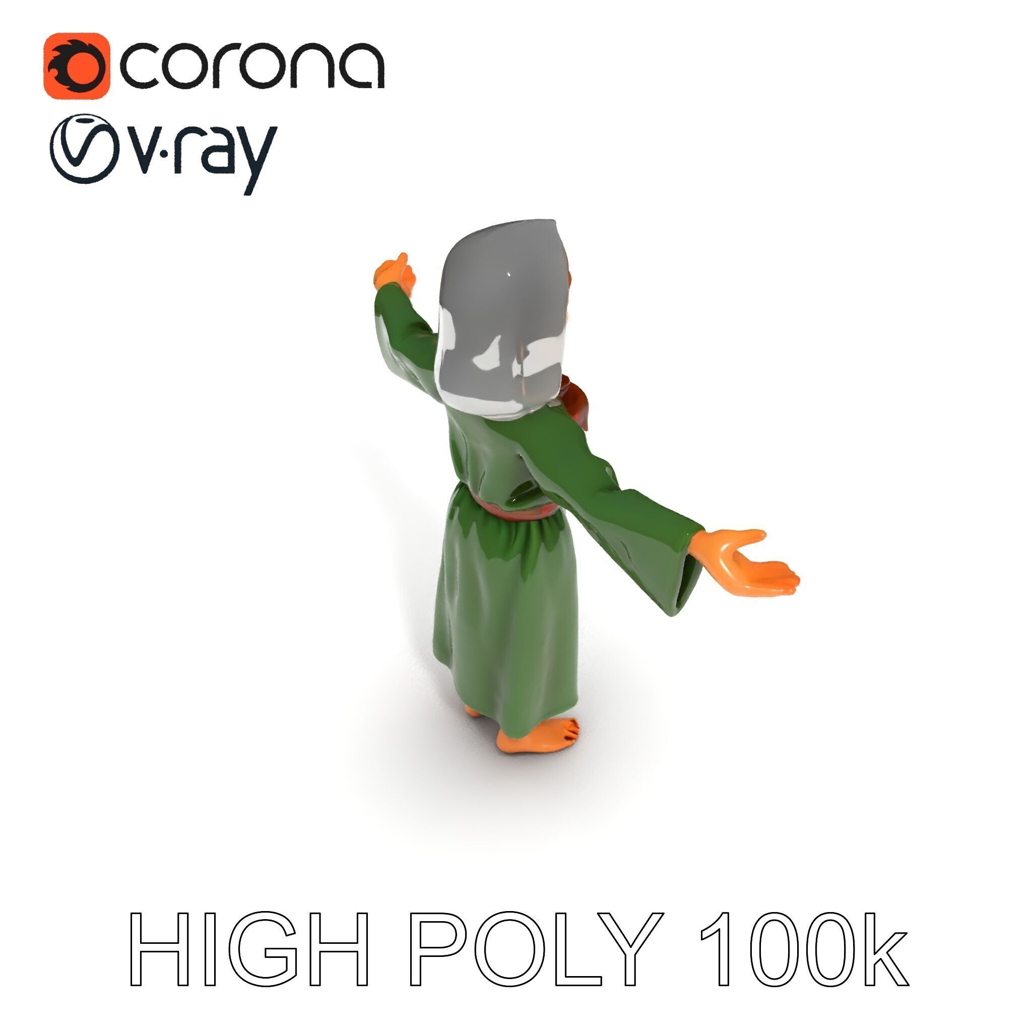 Medieval Peasant Girl D Model with PBR Textures Low-poly 3D model_31