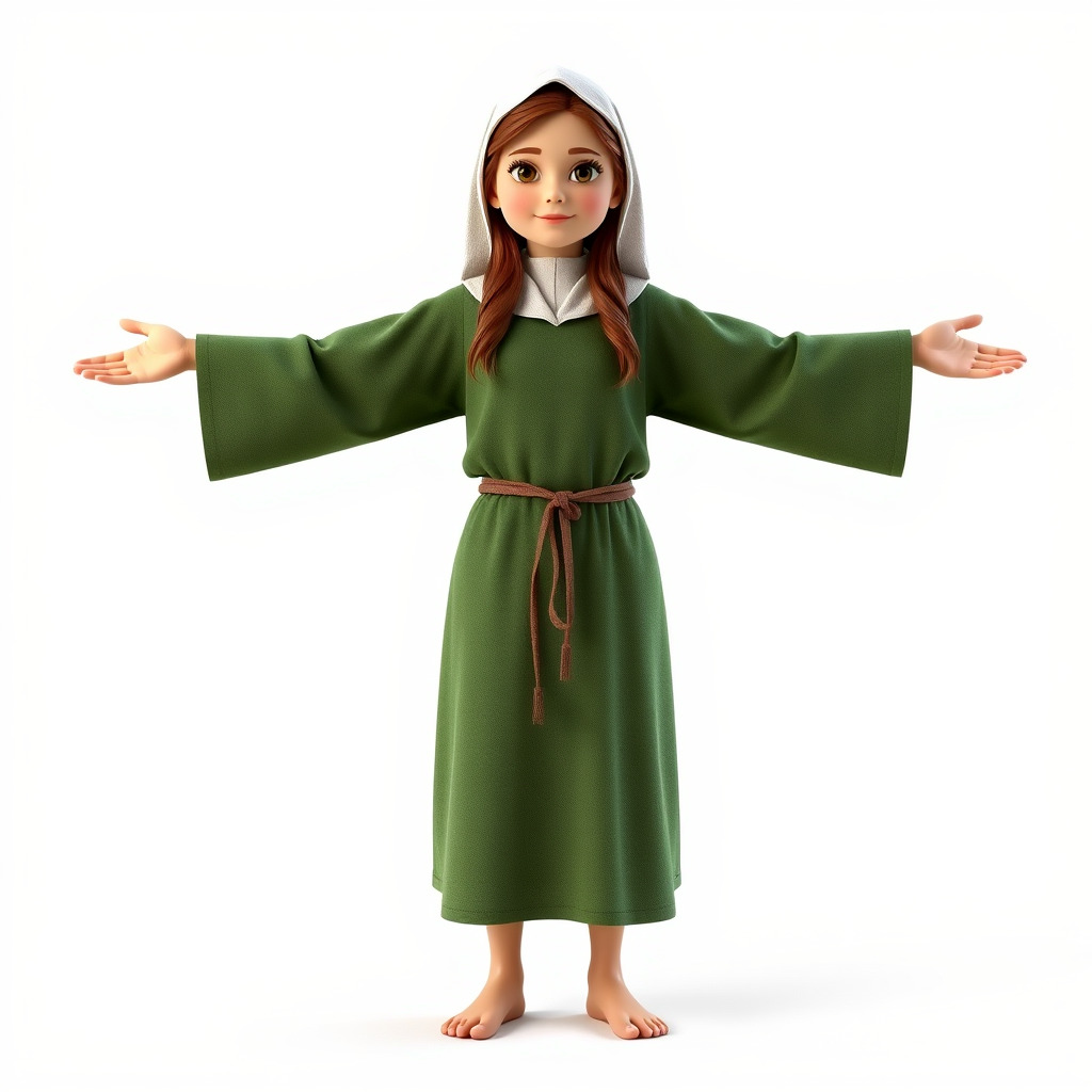 Medieval Peasant Girl D Model with PBR Textures Low-poly 3D model_4