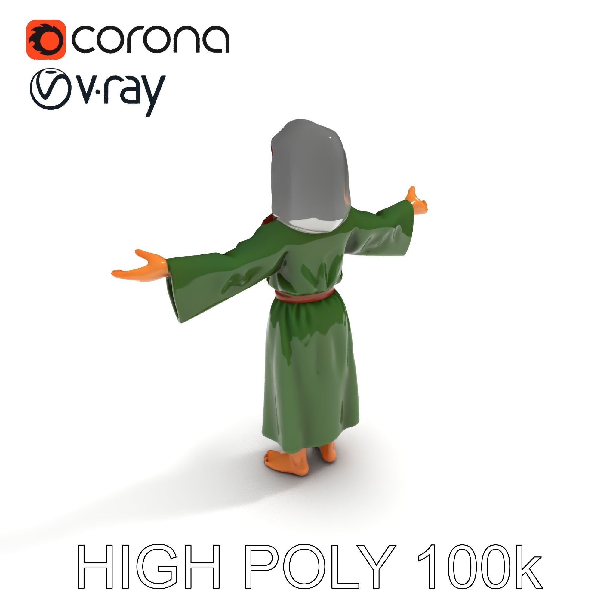 Medieval Peasant Girl D Model with PBR Textures Low-poly 3D model_36