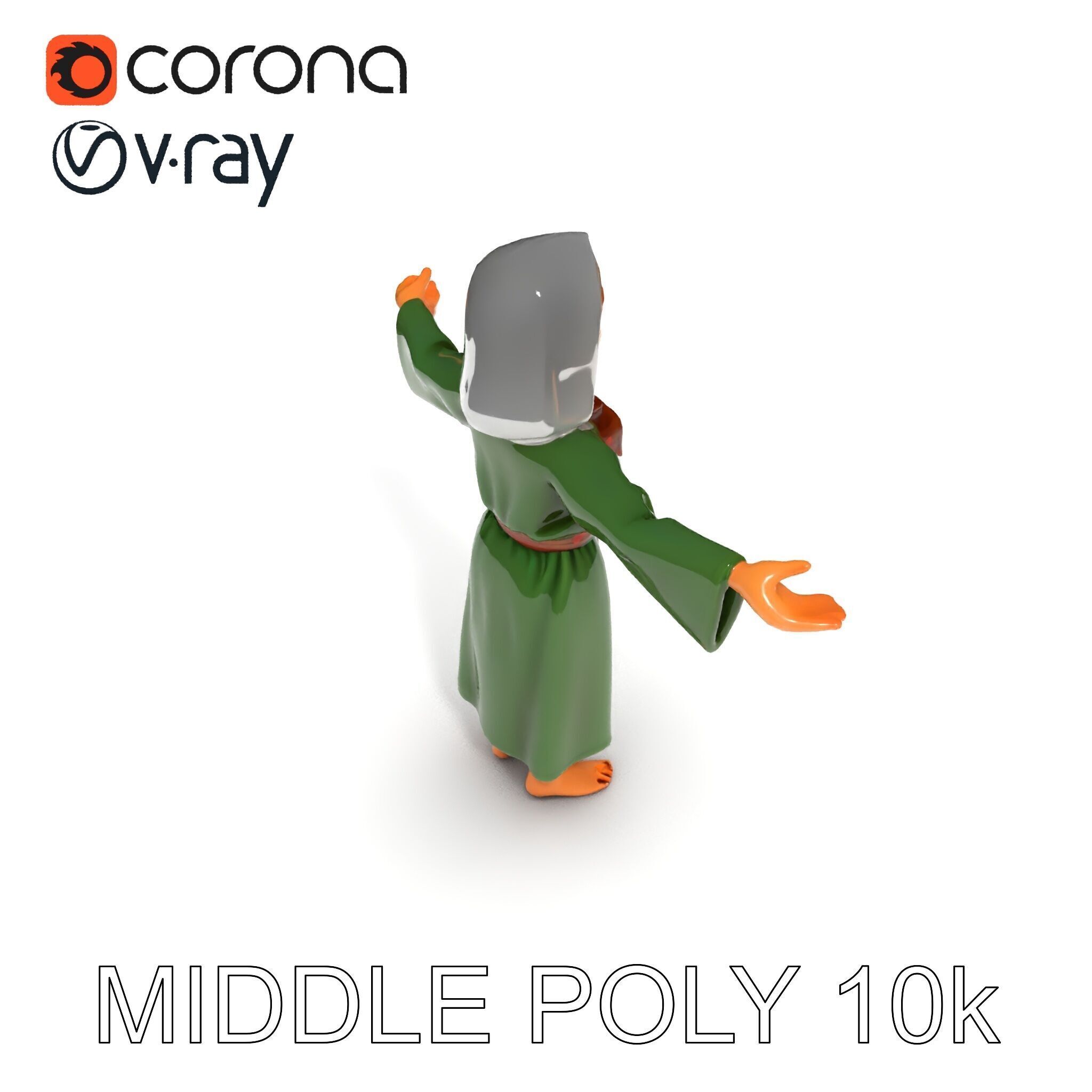 Medieval Peasant Girl D Model with PBR Textures Low-poly 3D model_37