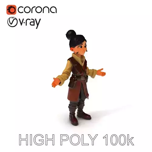 Adventure Ready Explorer D Character Model with PBR Textures Low-poly 3D model