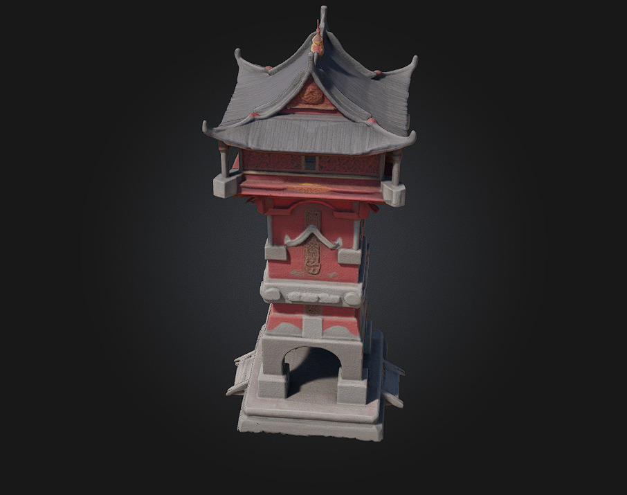 Pagoda Watchtower Timeless Vigil with Eastern Aesthetic 3D model_3