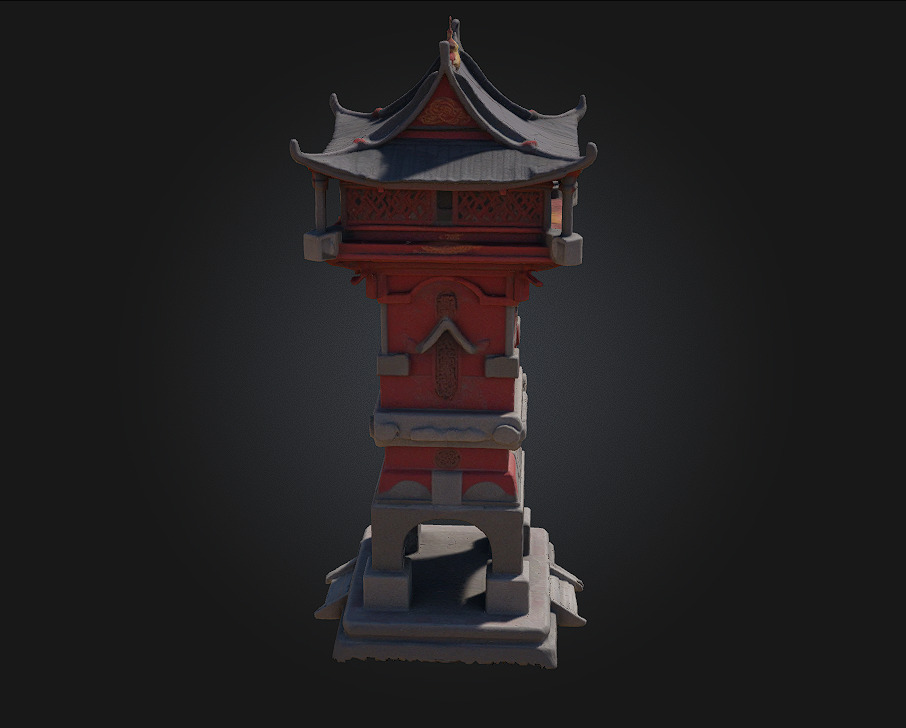 Pagoda Watchtower Timeless Vigil with Eastern Aesthetic 3D model_2