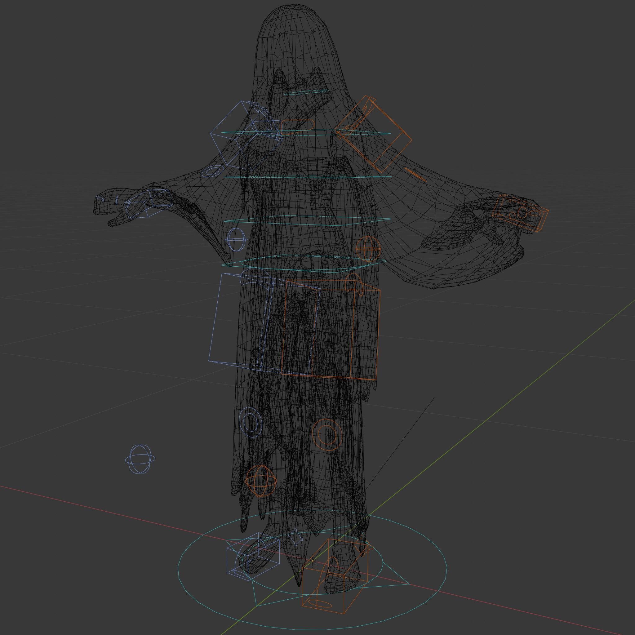 Ethereal Ghostly Woman Character Model with Flowing Gown Low-poly 3D model_31