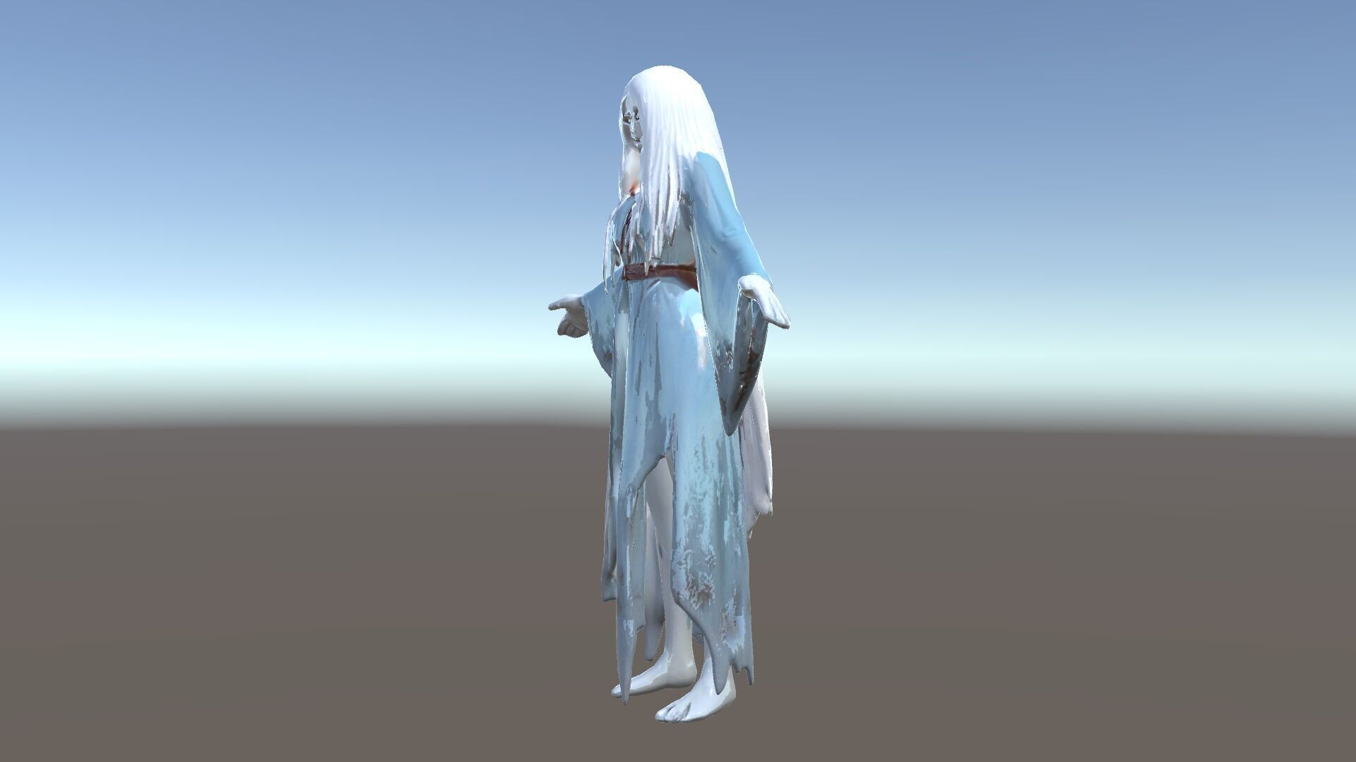 Ethereal Ghostly Woman Character Model with Flowing Gown Low-poly 3D model_17