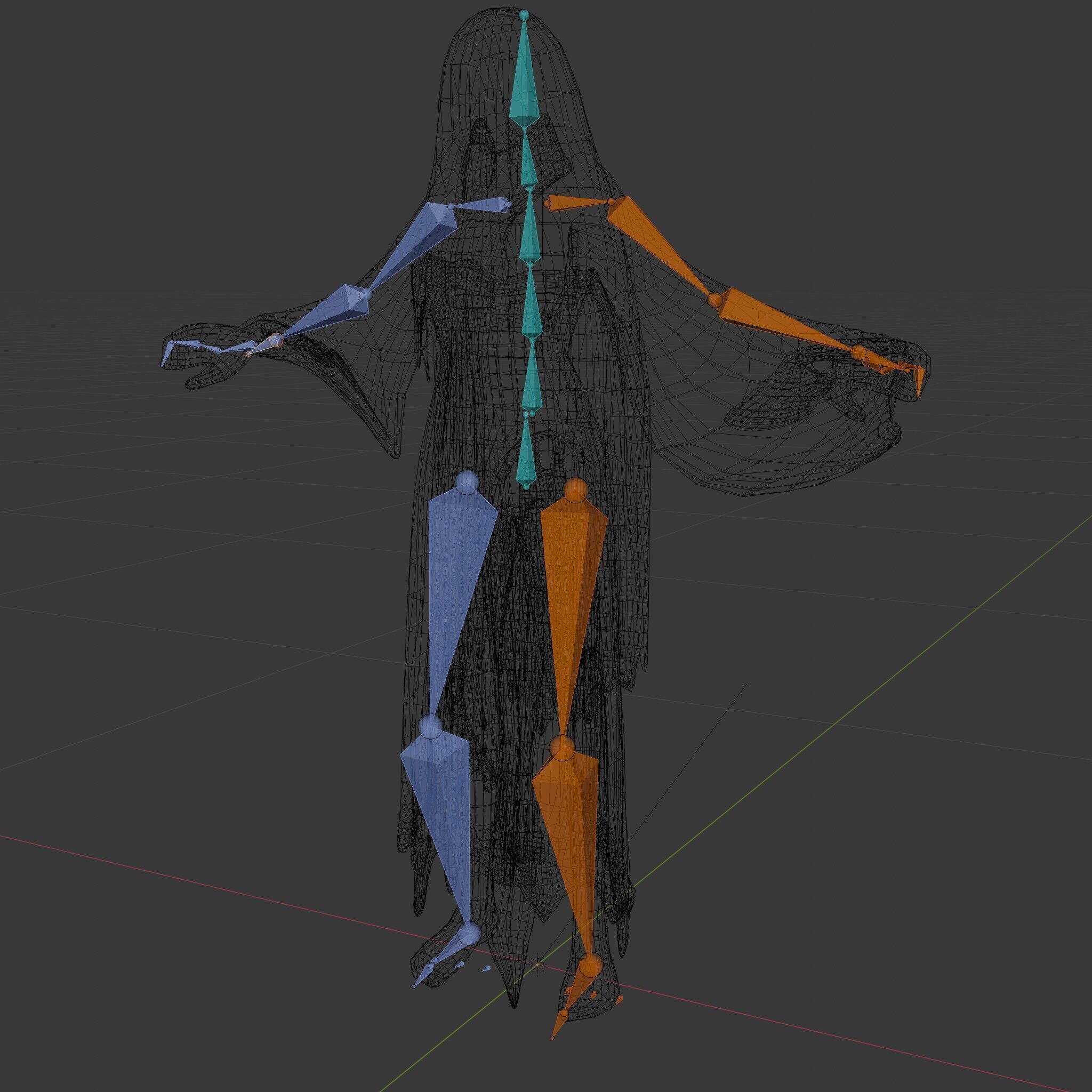 Ethereal Ghostly Woman Character Model with Flowing Gown Low-poly 3D model_14