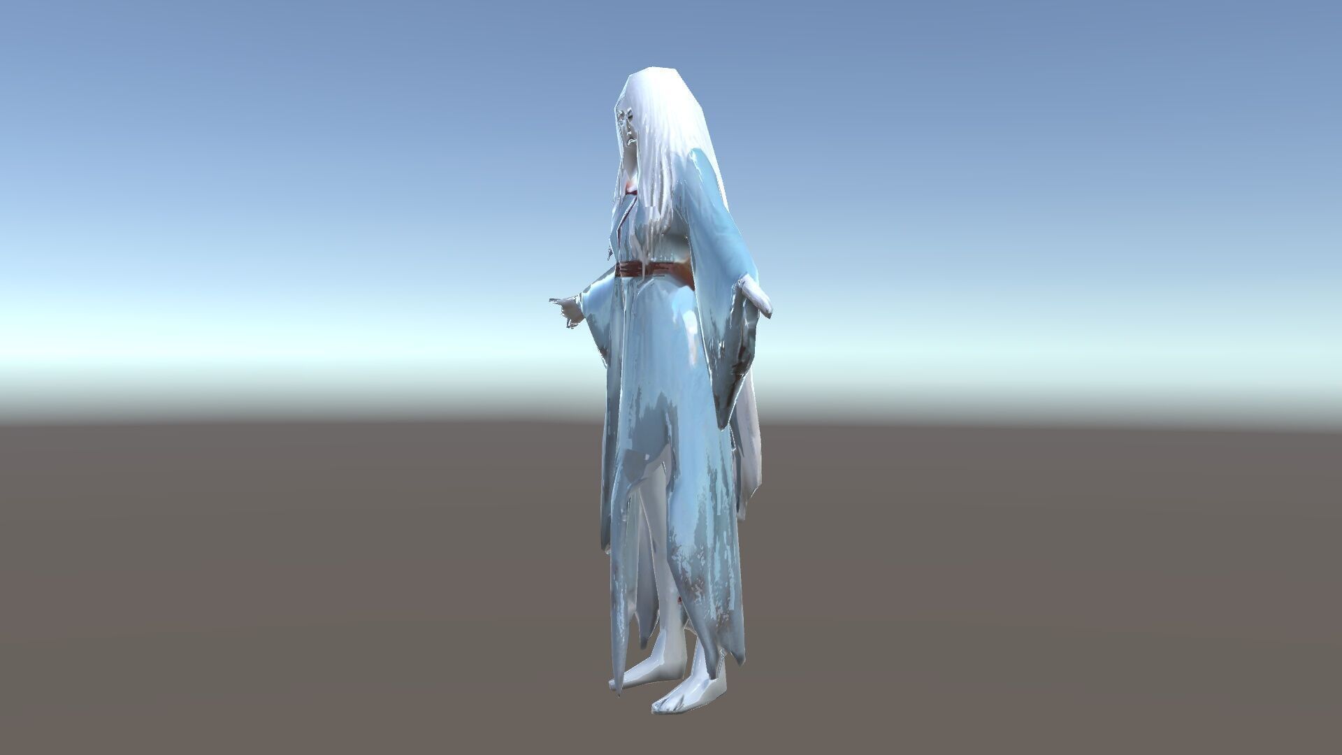 Ethereal Ghostly Woman Character Model with Flowing Gown Low-poly 3D model_26