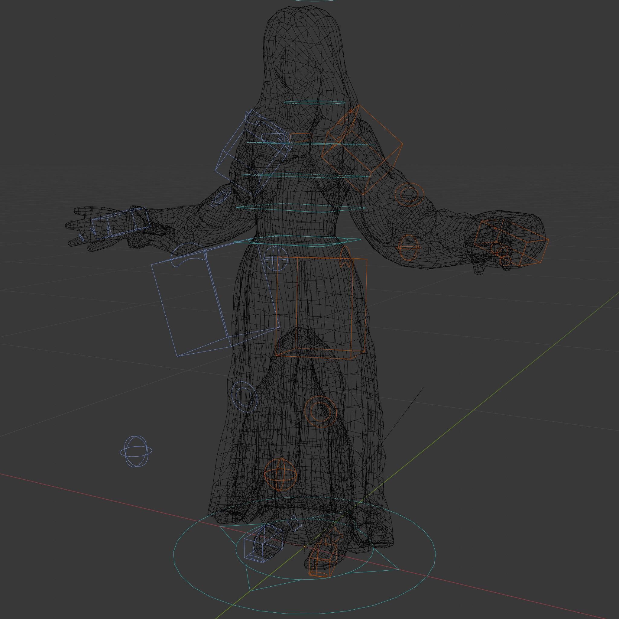Elegant Medieval Noblewoman D Character Model with Flowing Dress Low-poly 3D model_17
