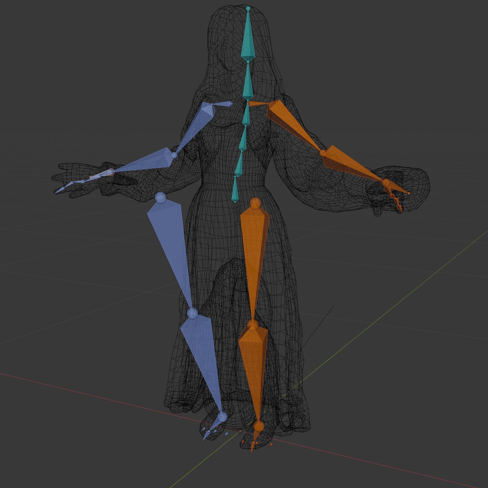 Elegant Medieval Noblewoman D Character Model with Flowing Dress Low-poly 3D model_6