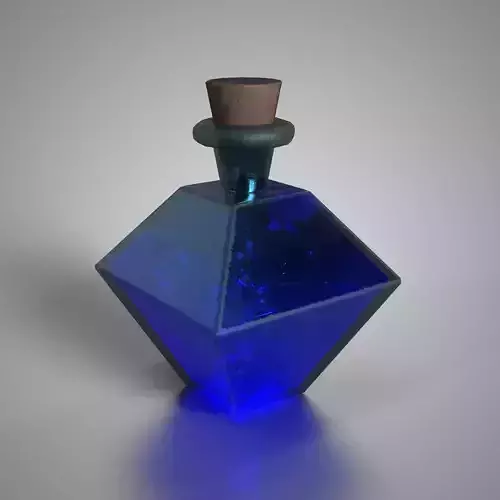 Fantasy Blue Mana Potion Stylized Diamond Glass Bottle