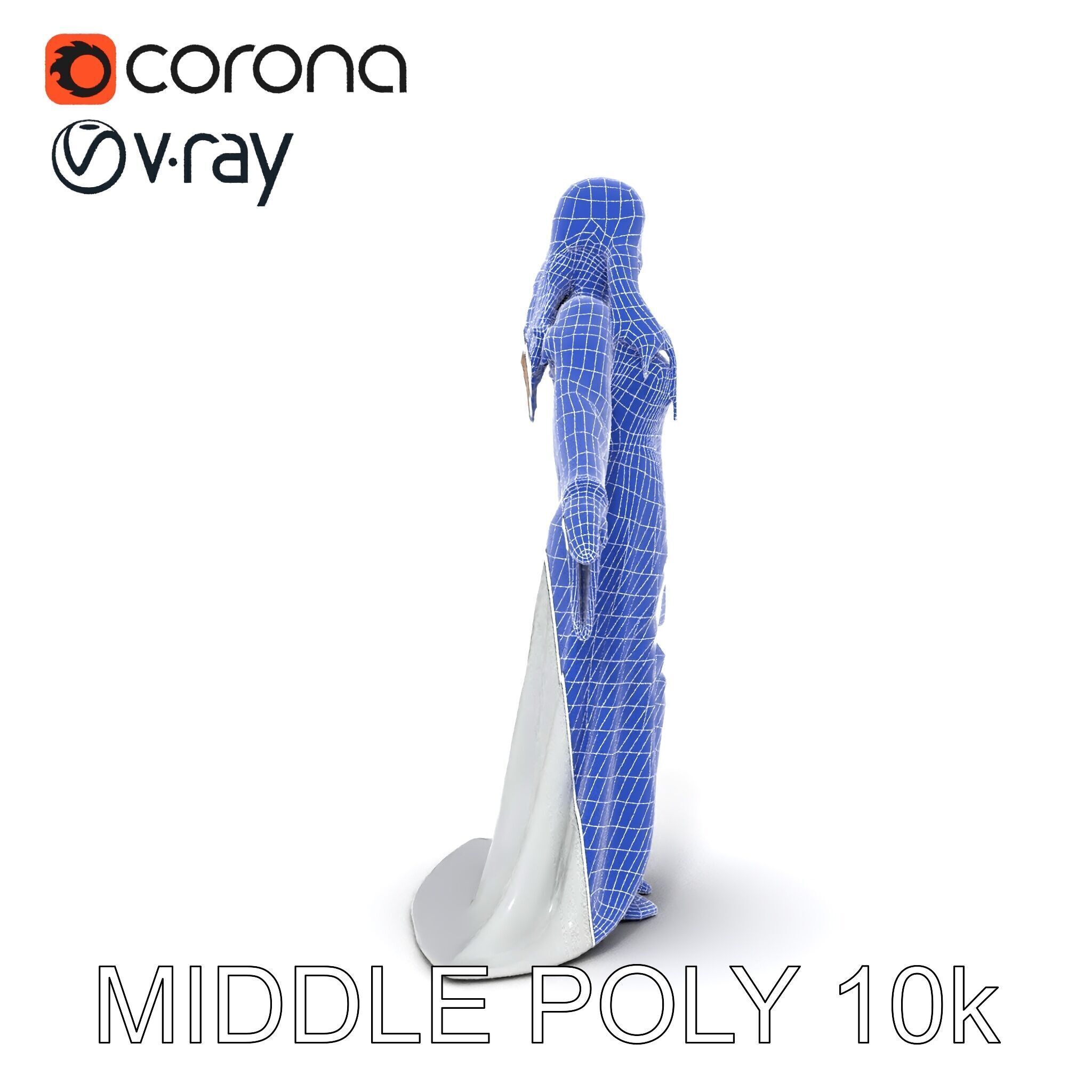 Elegant Fantasy Enchantress in Flowing White Gown D Model Low-poly 3D model_30