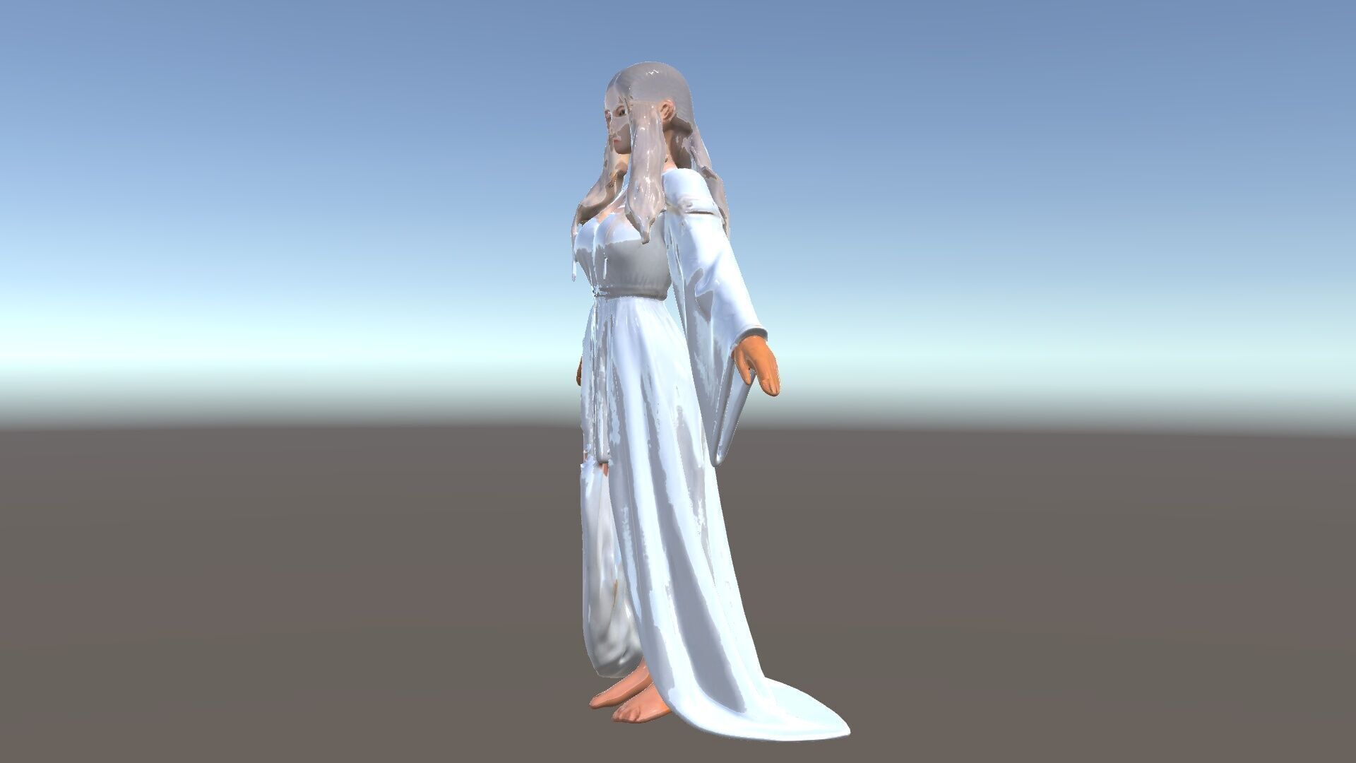 Elegant Fantasy Enchantress in Flowing White Gown D Model Low-poly 3D model_5