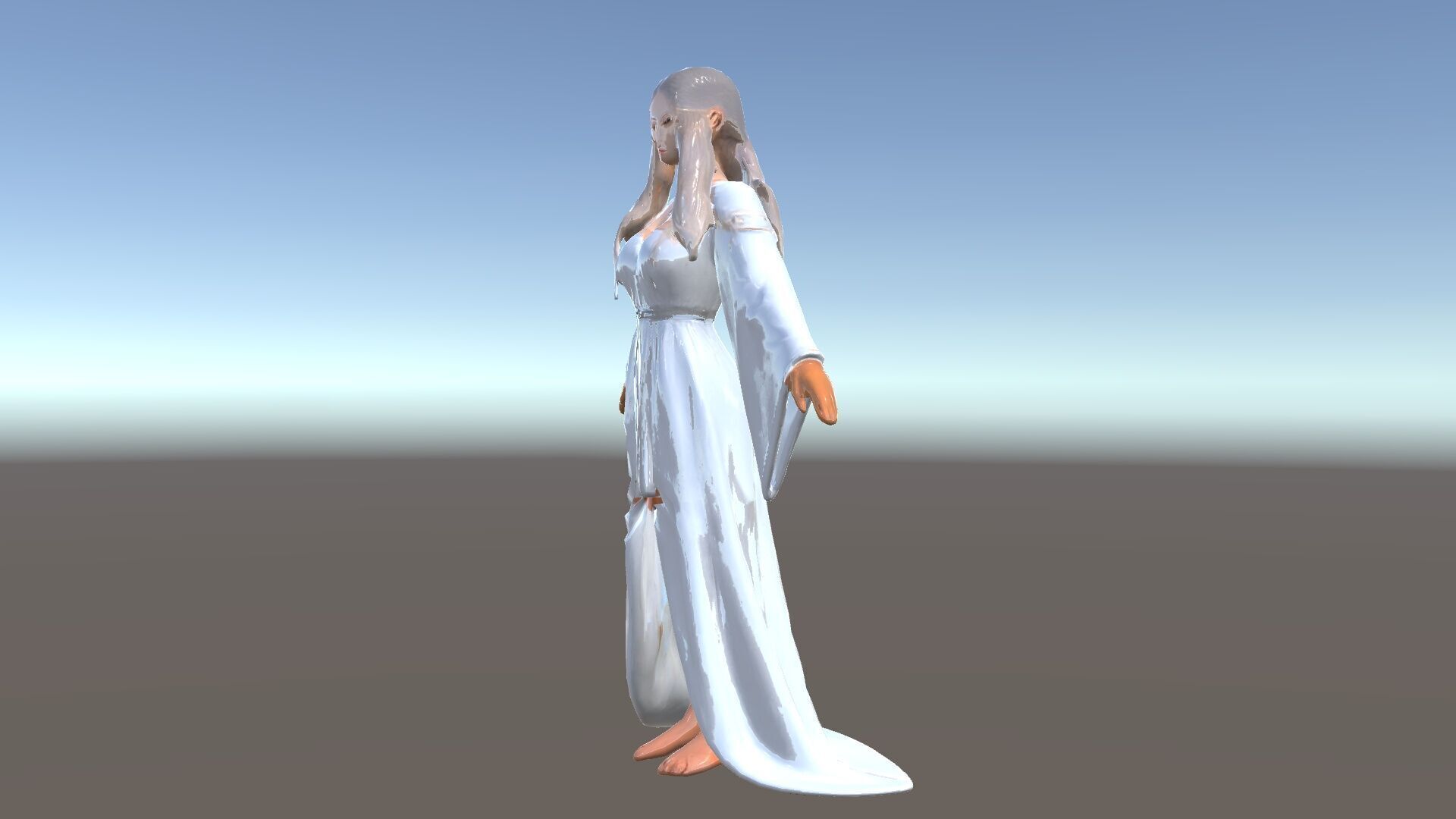 Elegant Fantasy Enchantress in Flowing White Gown D Model Low-poly 3D model_18