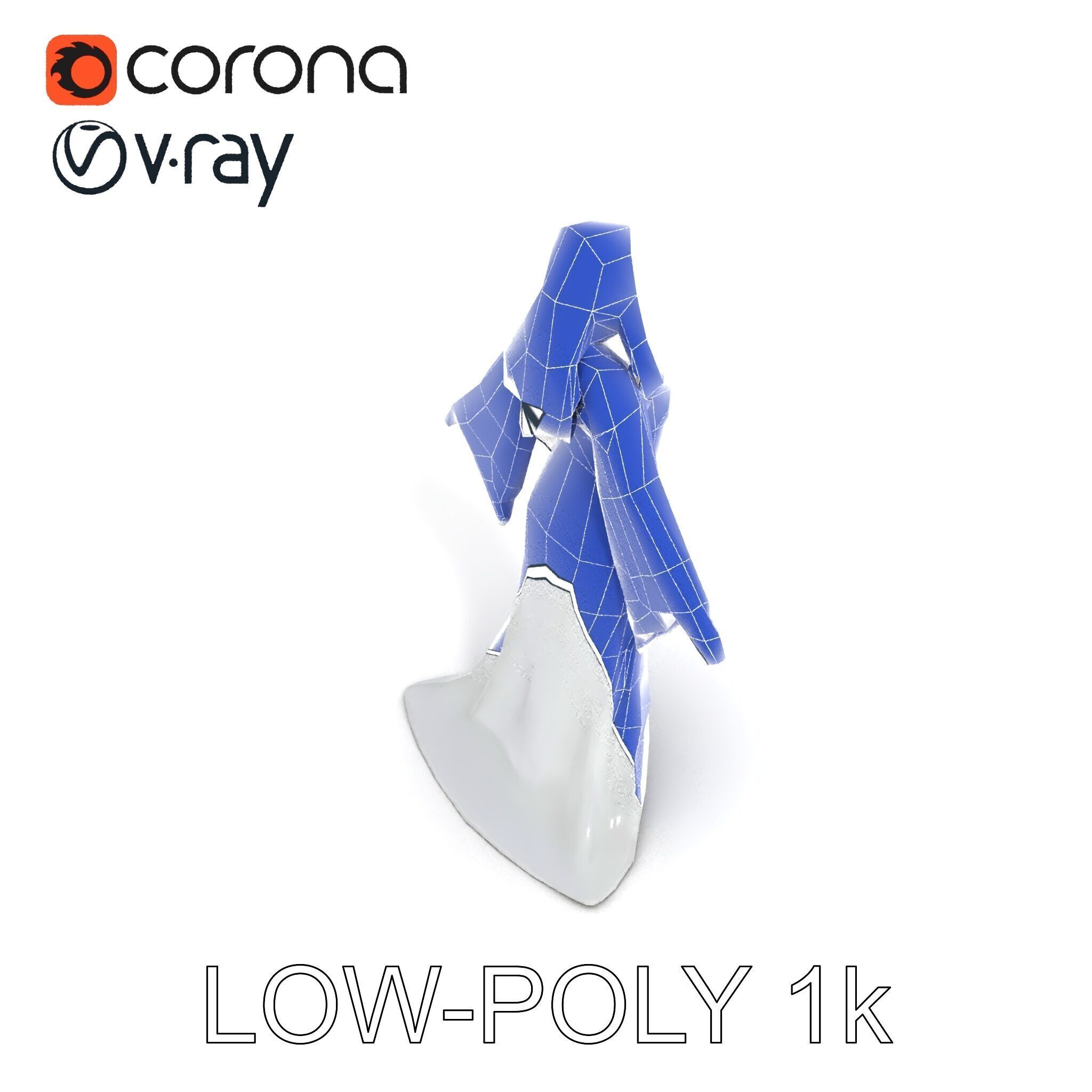 Elegant Fantasy Enchantress in Flowing White Gown D Model Low-poly 3D model_10