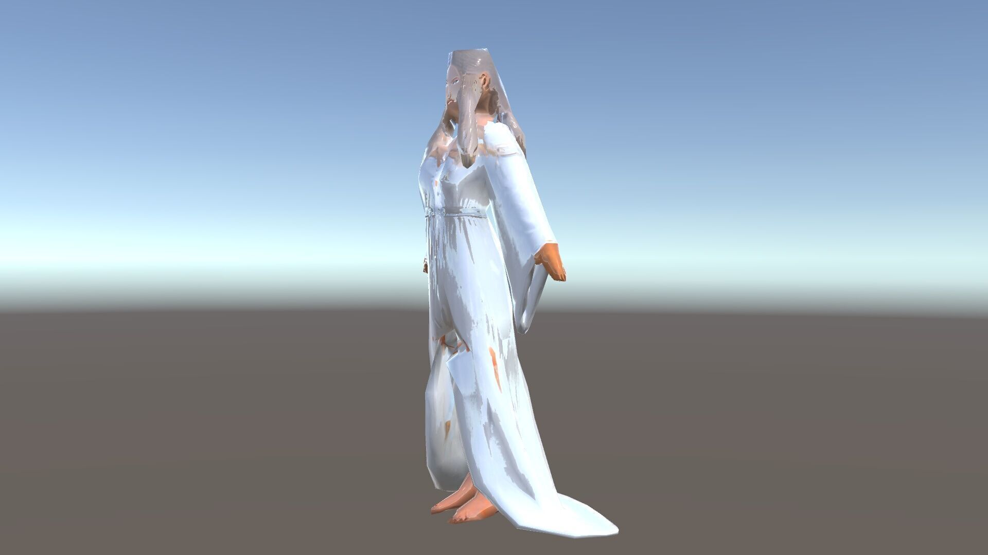 Elegant Fantasy Enchantress in Flowing White Gown D Model Low-poly 3D model_21