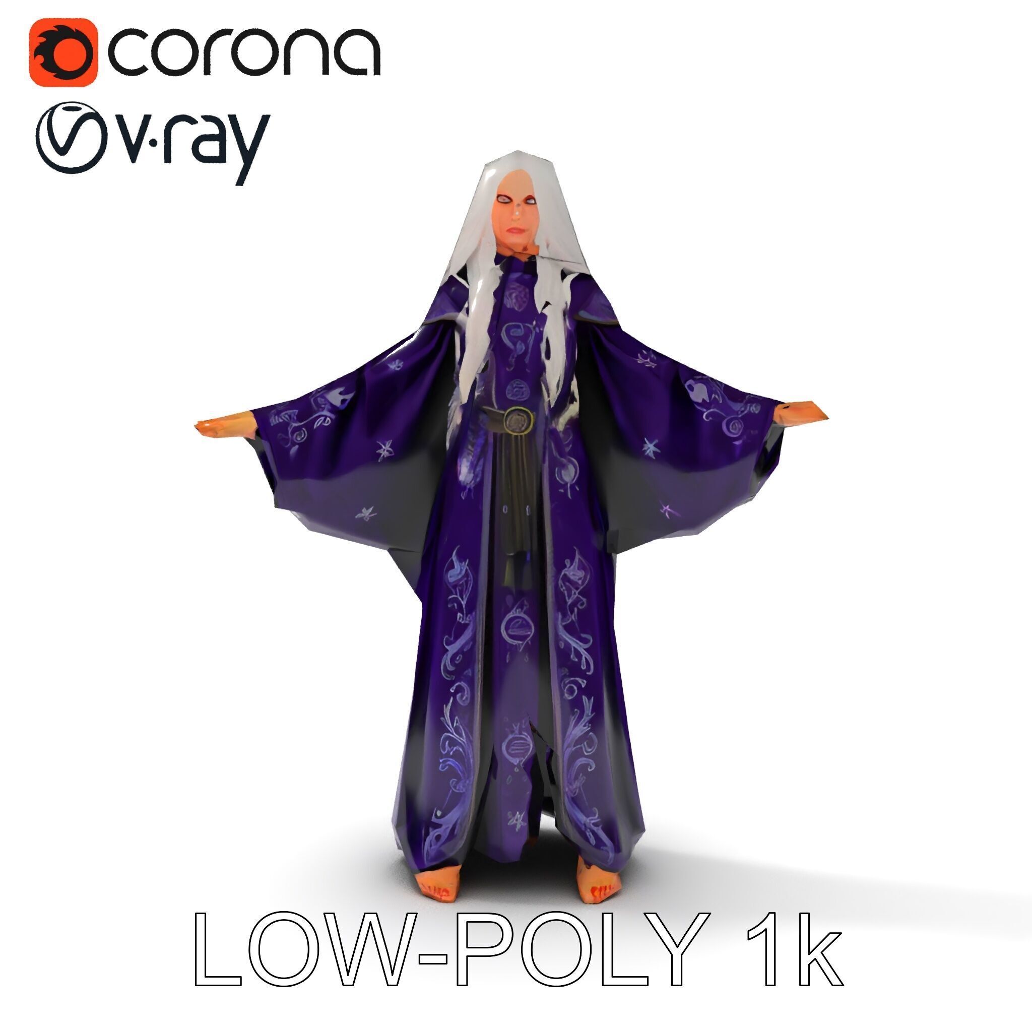 Enchanted Sorceress D Model  Rigged Textured GameReady Low-poly 3D model_7