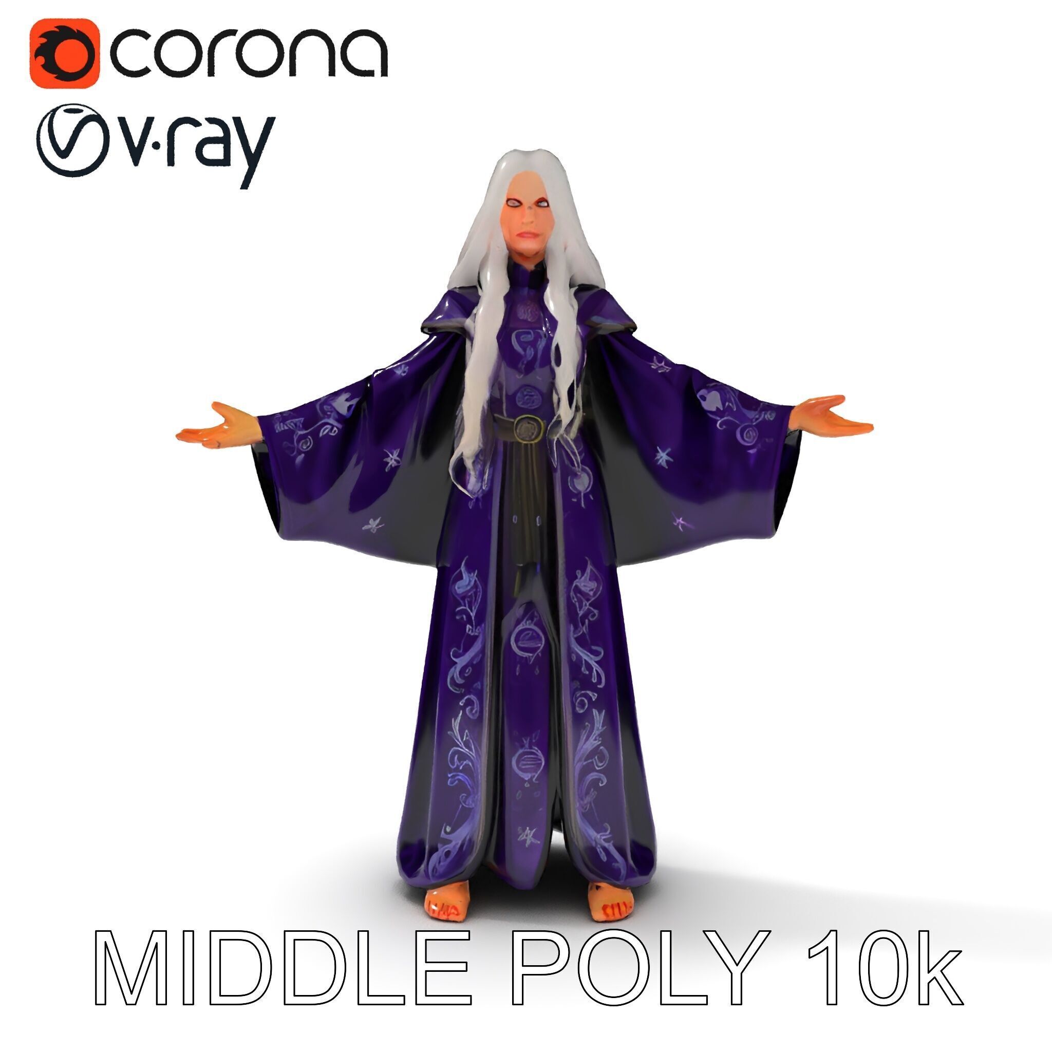 Enchanted Sorceress D Model  Rigged Textured GameReady Low-poly 3D model_8