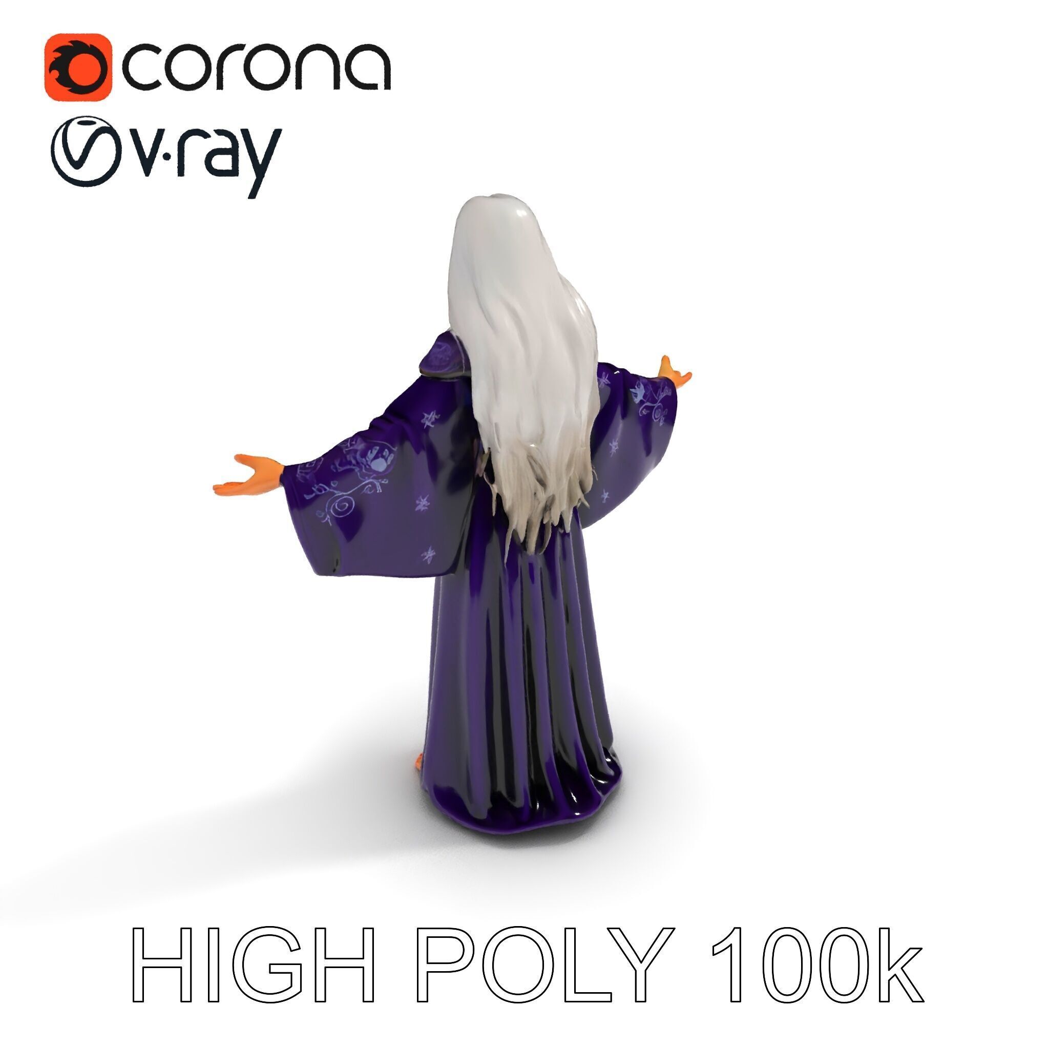 Enchanted Sorceress D Model  Rigged Textured GameReady Low-poly 3D model_29