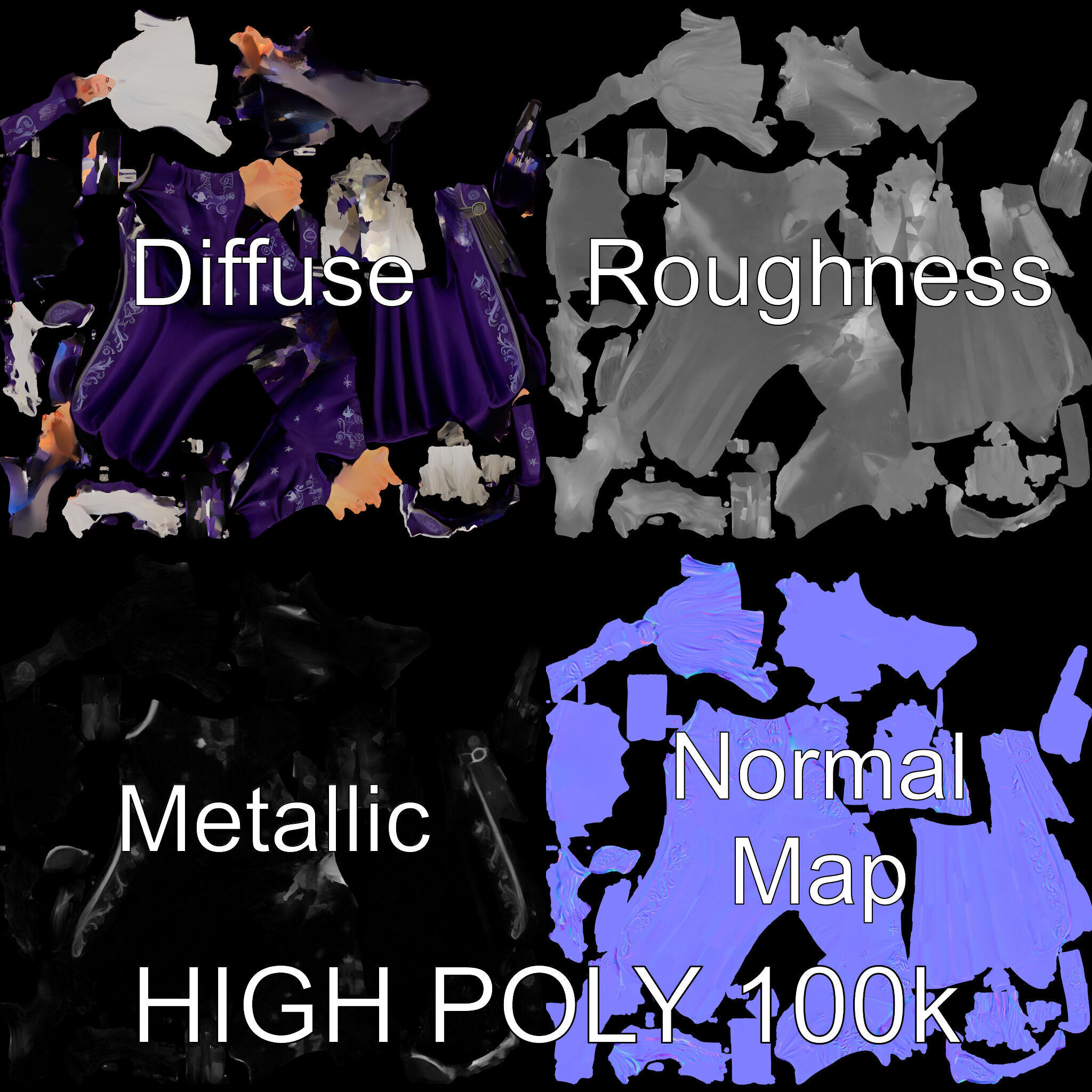 Enchanted Sorceress D Model  Rigged Textured GameReady Low-poly 3D model_2