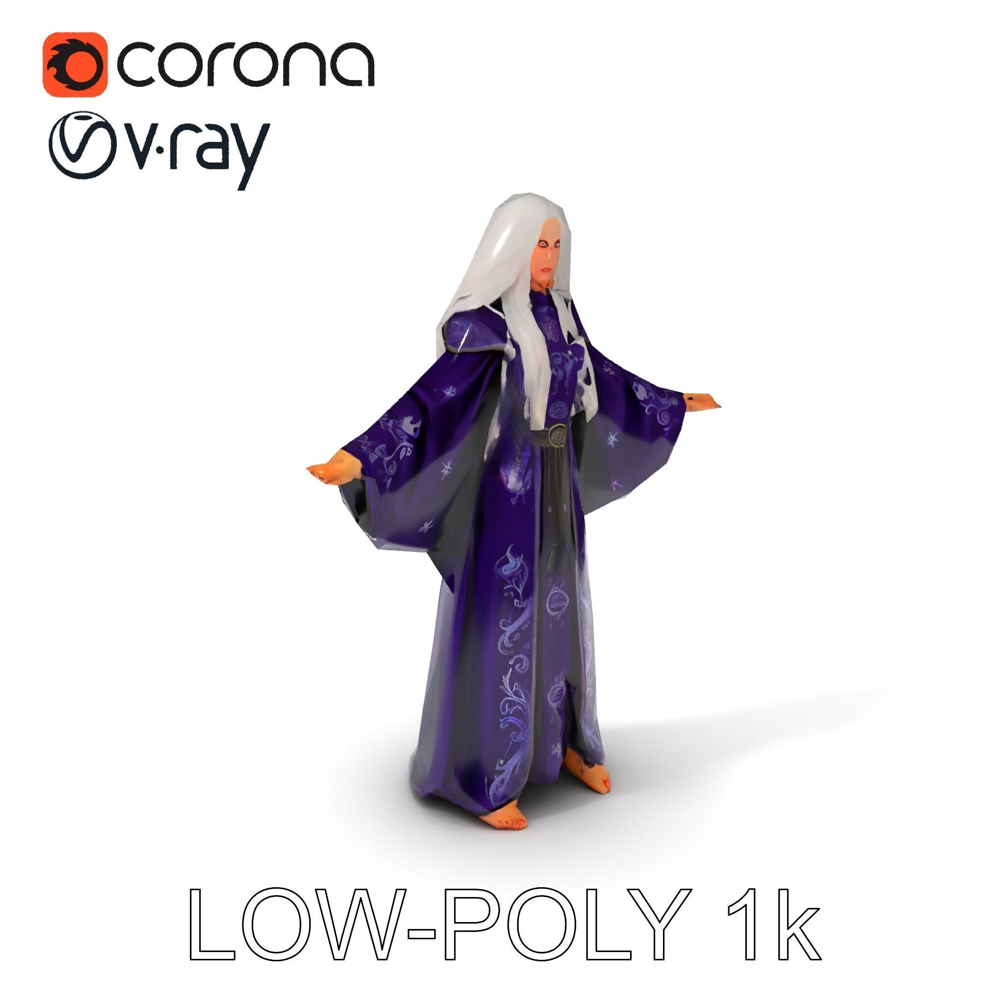 Enchanted Sorceress D Model  Rigged Textured GameReady Low-poly 3D model_20