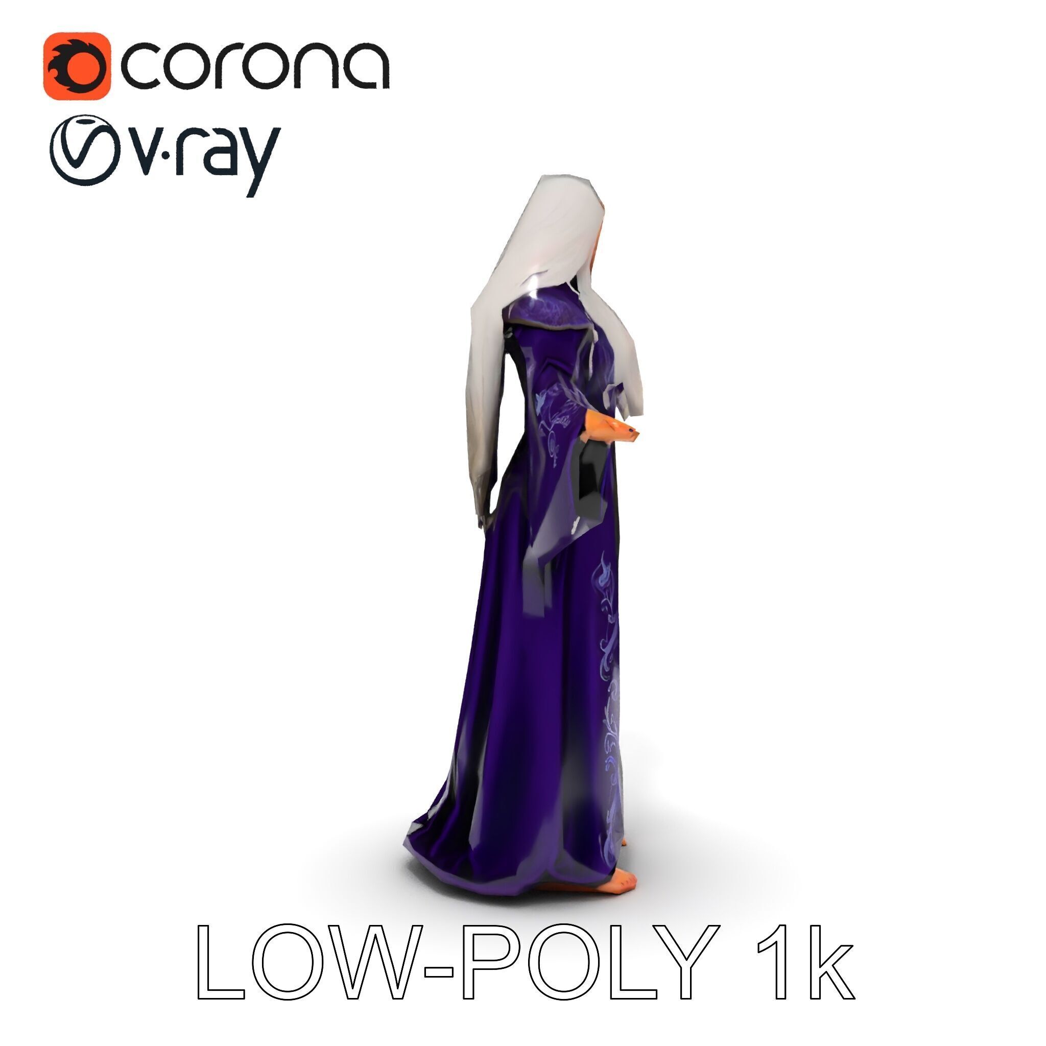 Enchanted Sorceress D Model  Rigged Textured GameReady Low-poly 3D model_34