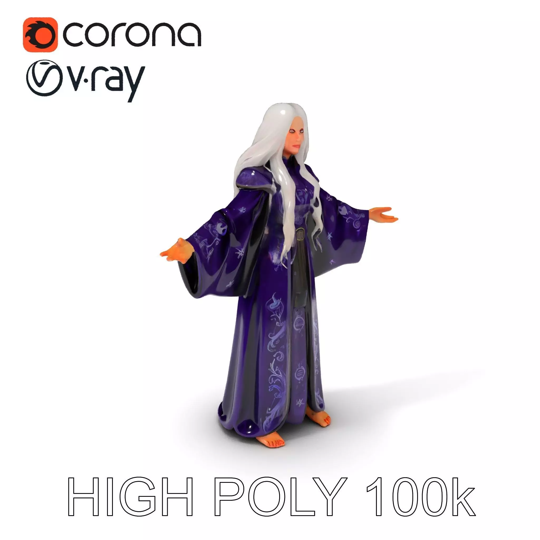 Enchanted Sorceress D Model  Rigged Textured GameReady Low-poly 3D model_0