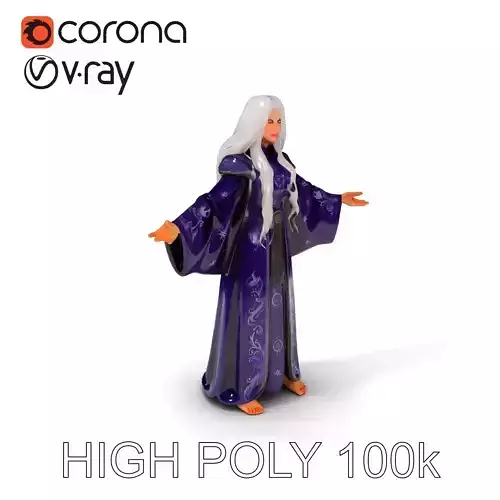 Enchanted Sorceress D Model  Rigged Textured GameReady Low-poly 3D model