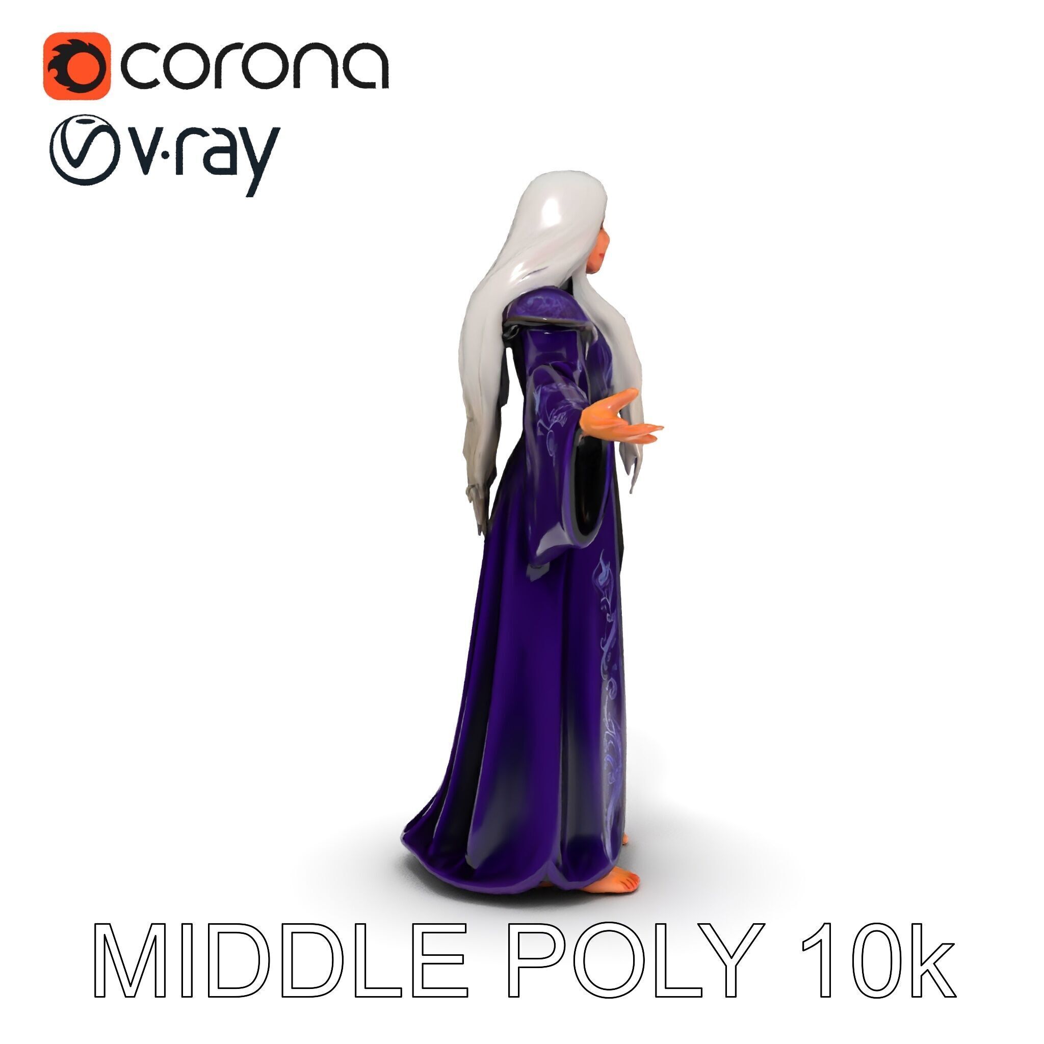 Enchanted Sorceress D Model  Rigged Textured GameReady Low-poly 3D model_27
