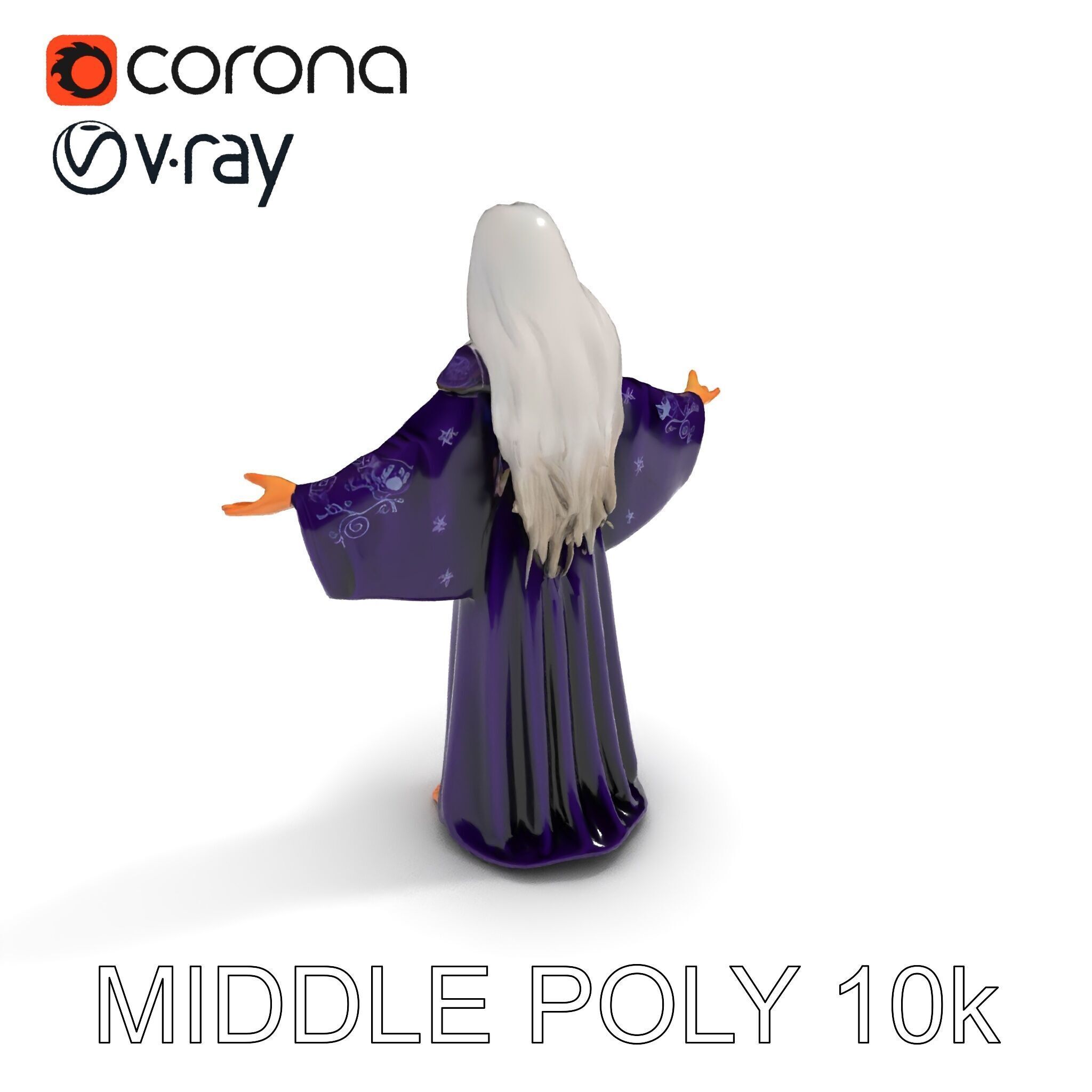 Enchanted Sorceress D Model  Rigged Textured GameReady Low-poly 3D model_35
