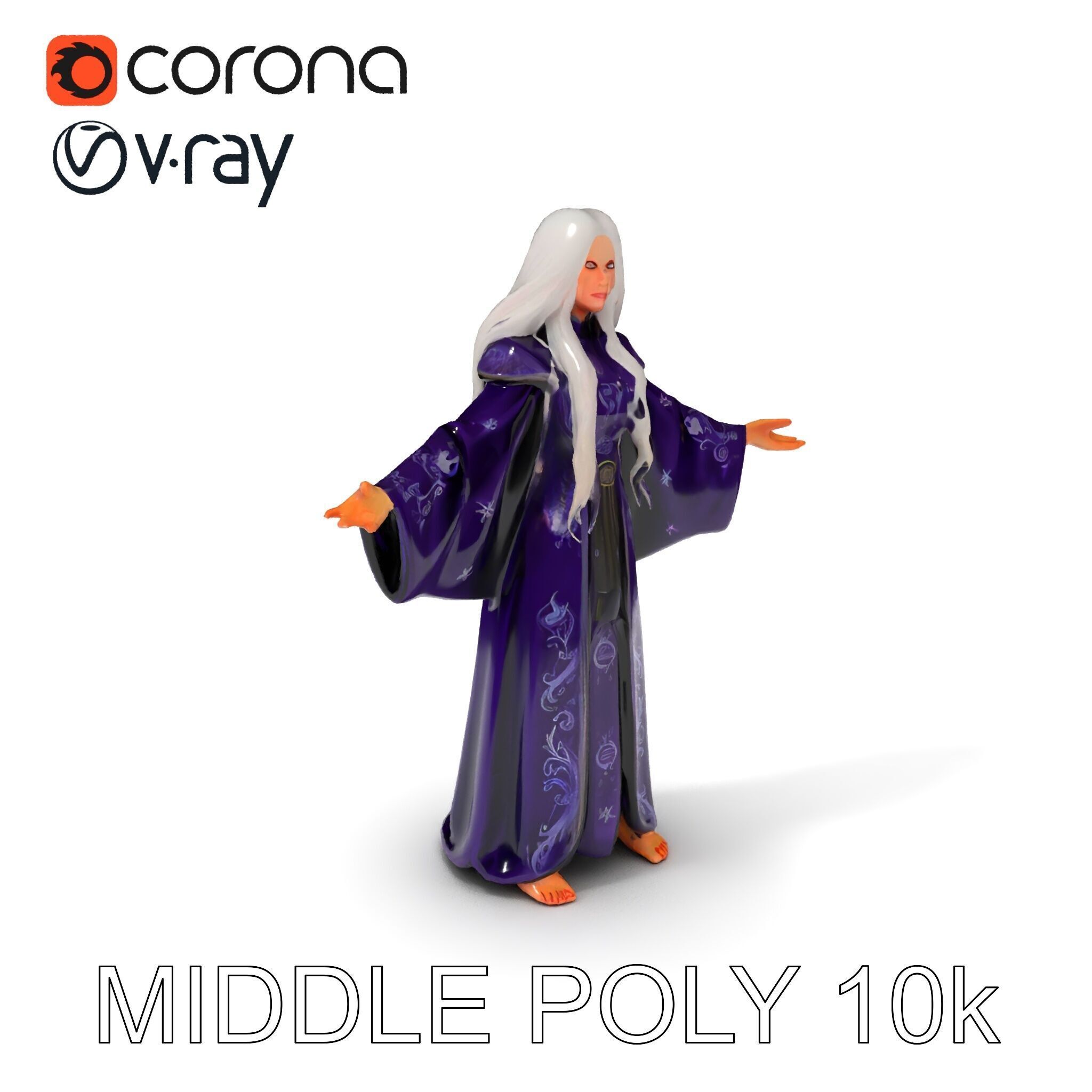 Enchanted Sorceress D Model  Rigged Textured GameReady Low-poly 3D model_13