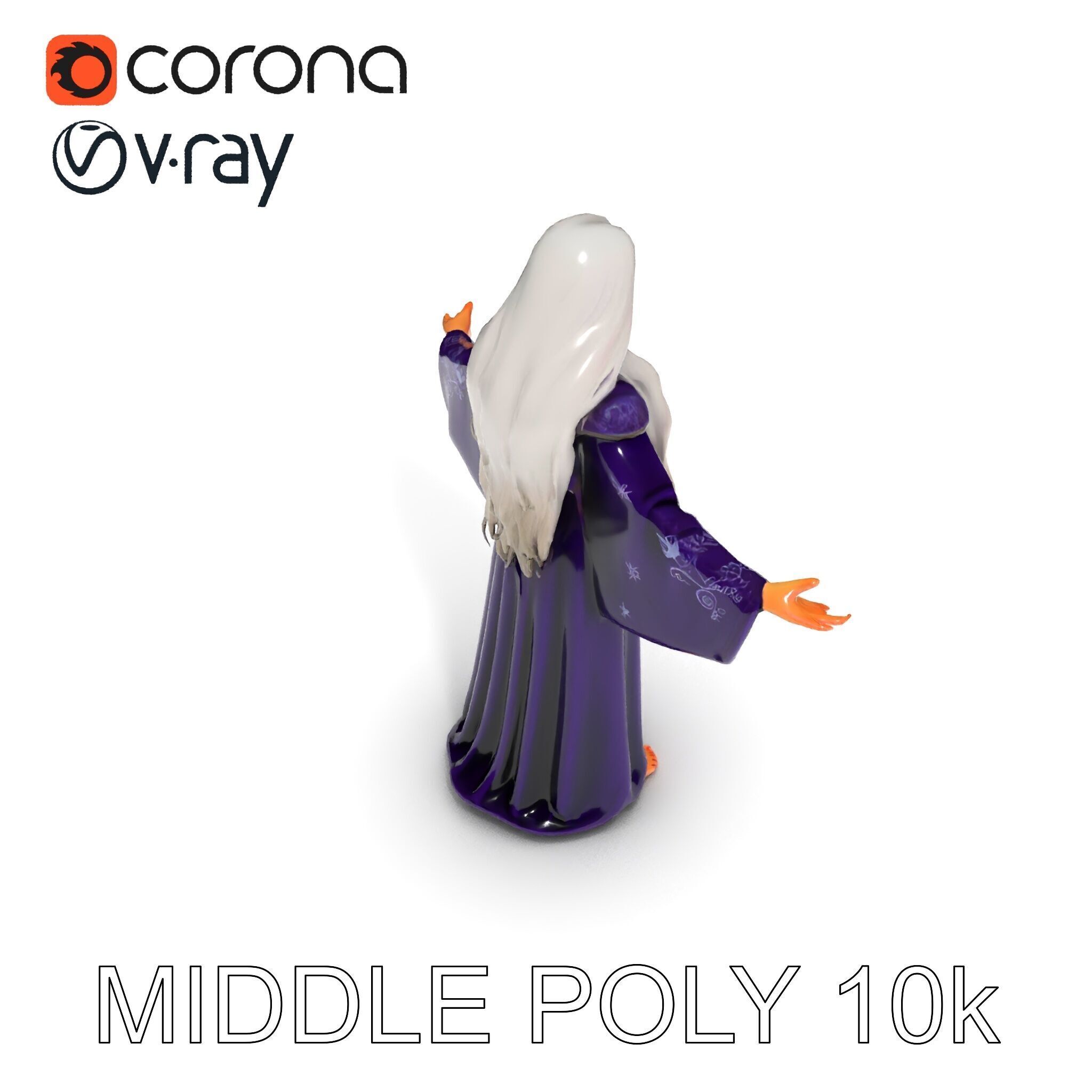 Enchanted Sorceress D Model  Rigged Textured GameReady Low-poly 3D model_37