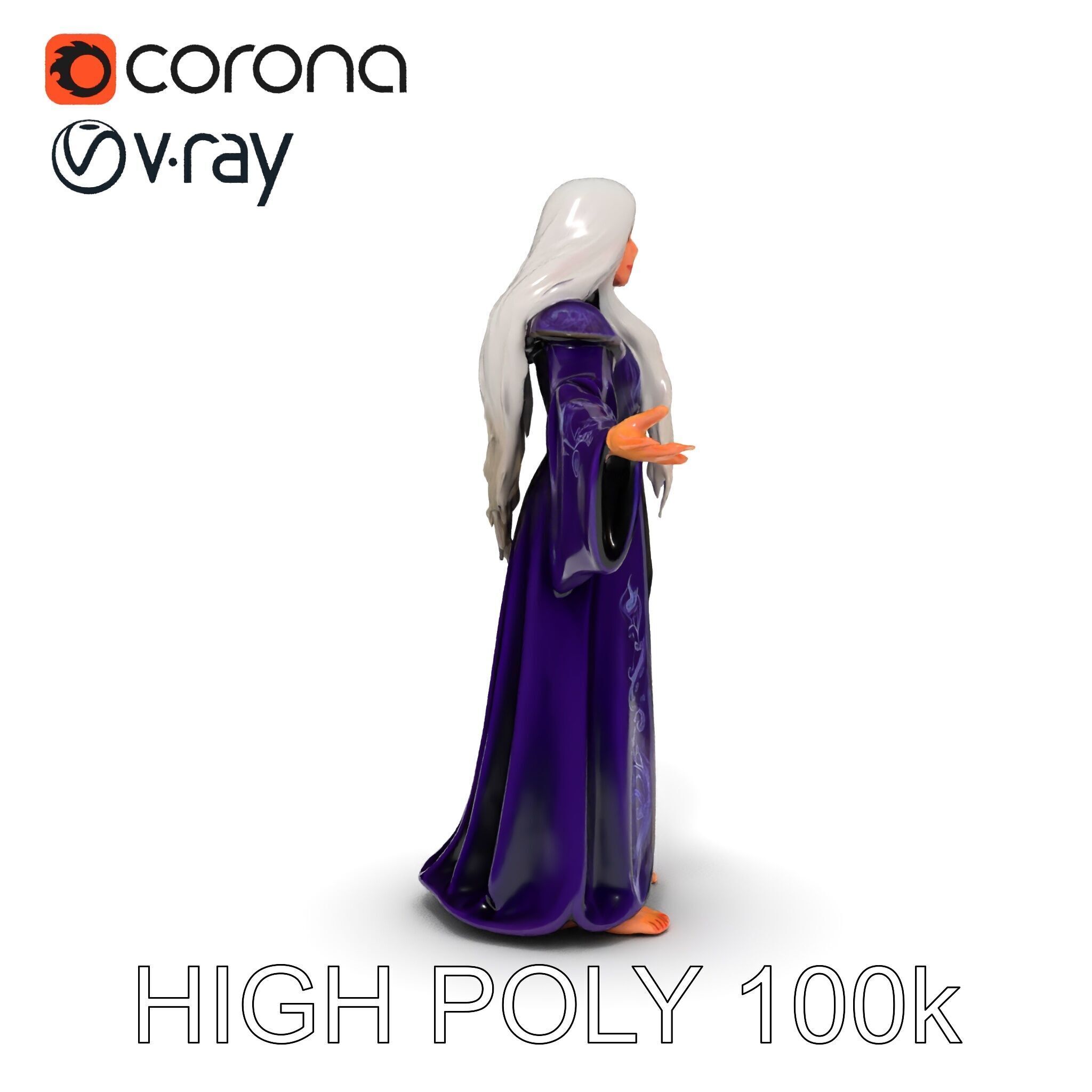 Enchanted Sorceress D Model  Rigged Textured GameReady Low-poly 3D model_26