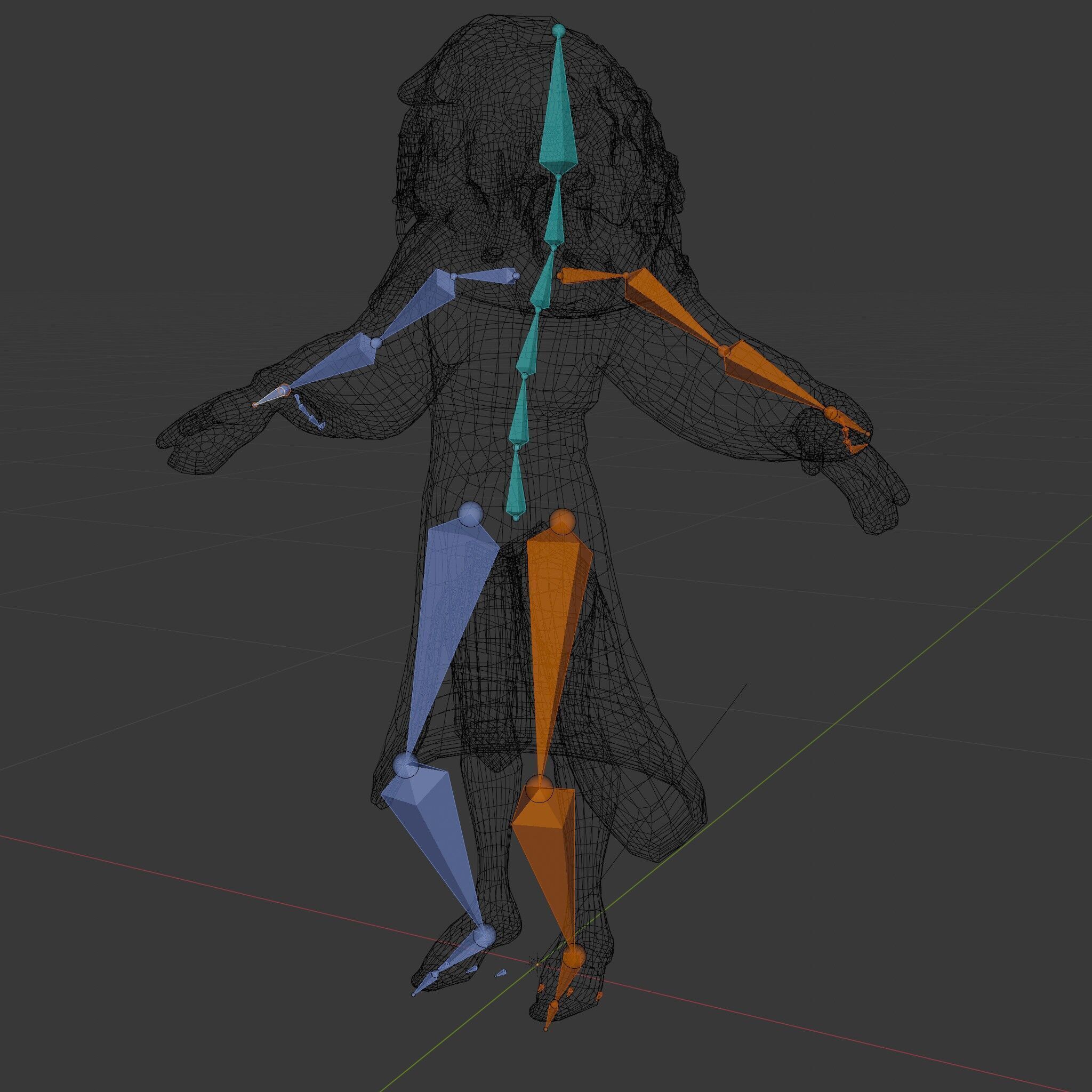Mystical Wizard Character with Flowing Robes and Curly Hair Low-poly 3D model_33