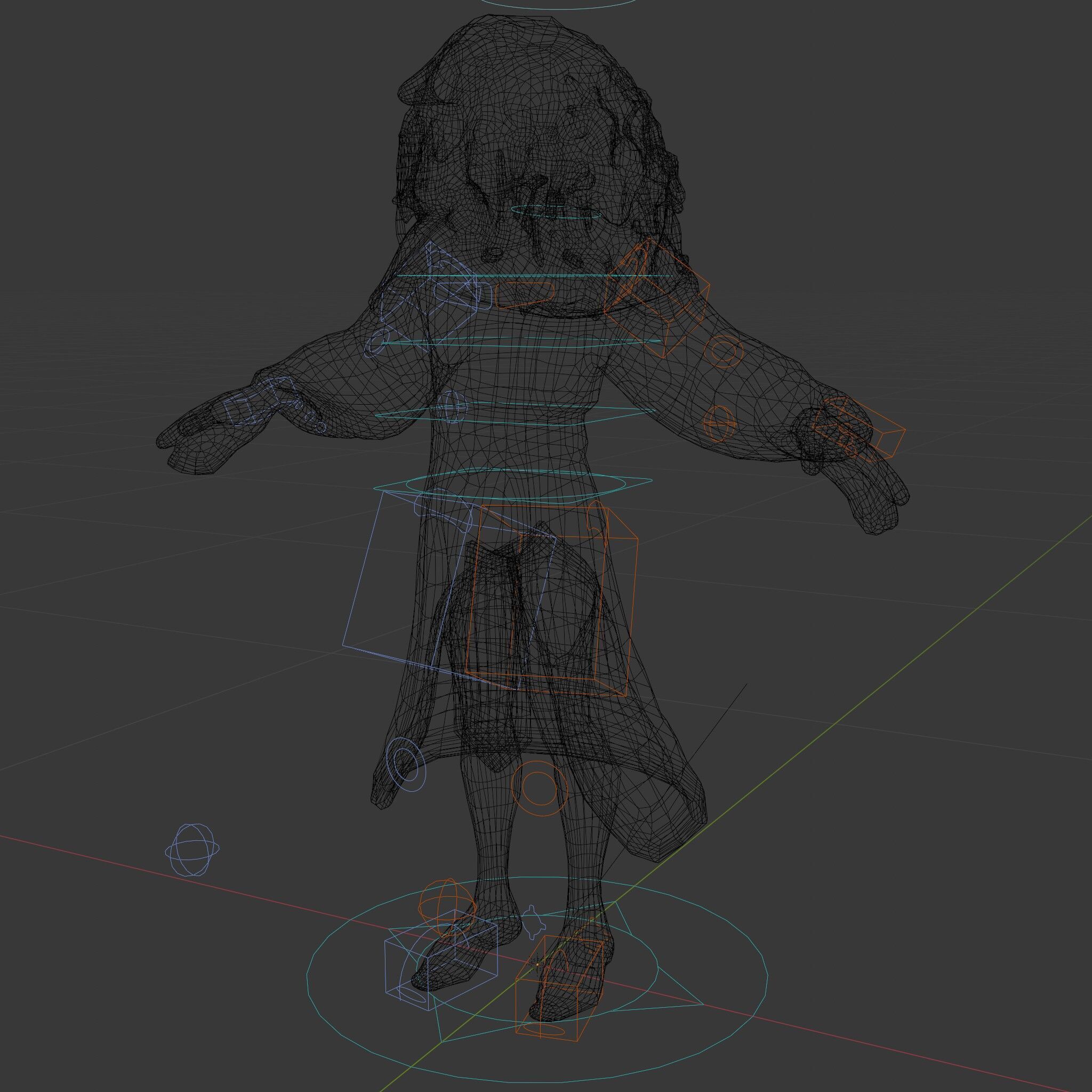 Mystical Wizard Character with Flowing Robes and Curly Hair Low-poly 3D model_19