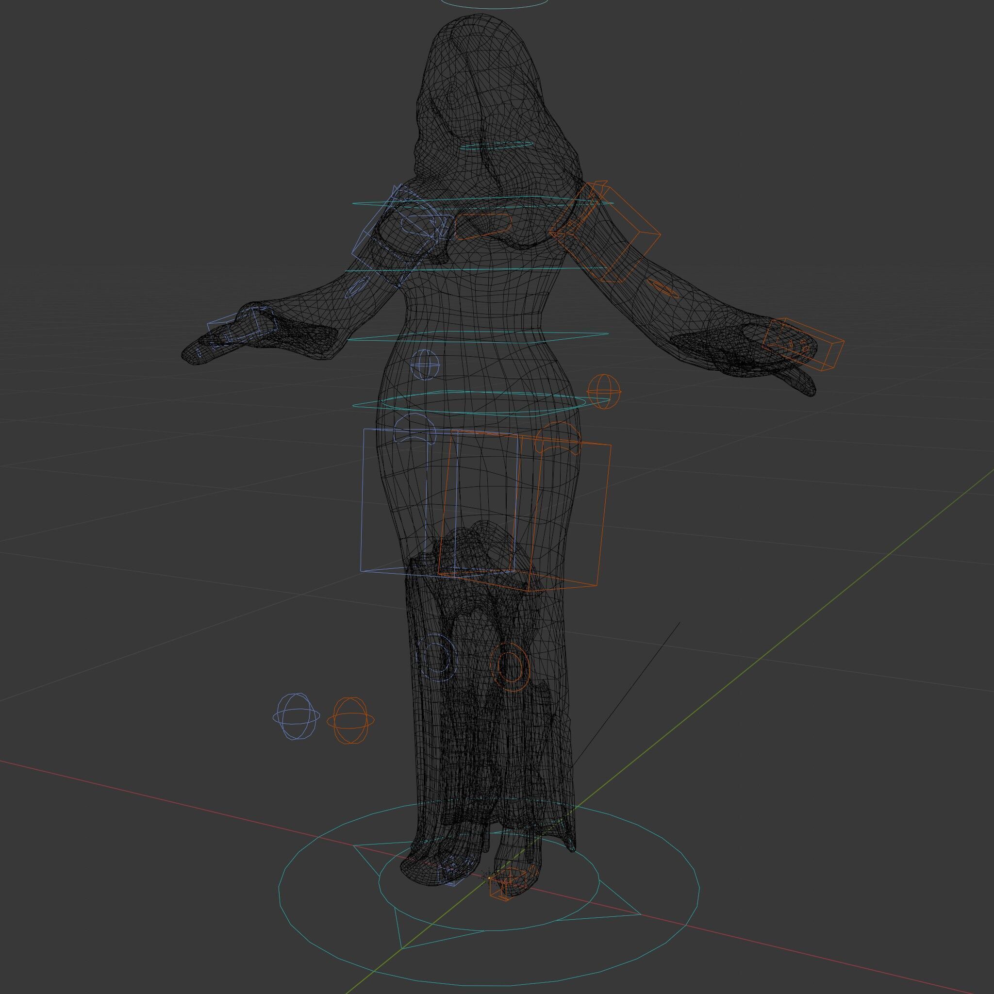 Elegant Redhead Woman in Green Gown D Character Model Low-poly 3D model_30