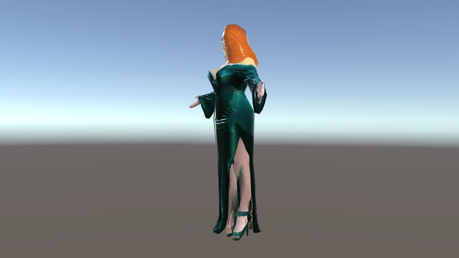Elegant Redhead Woman in Green Gown D Character Model Low-poly 3D model_18