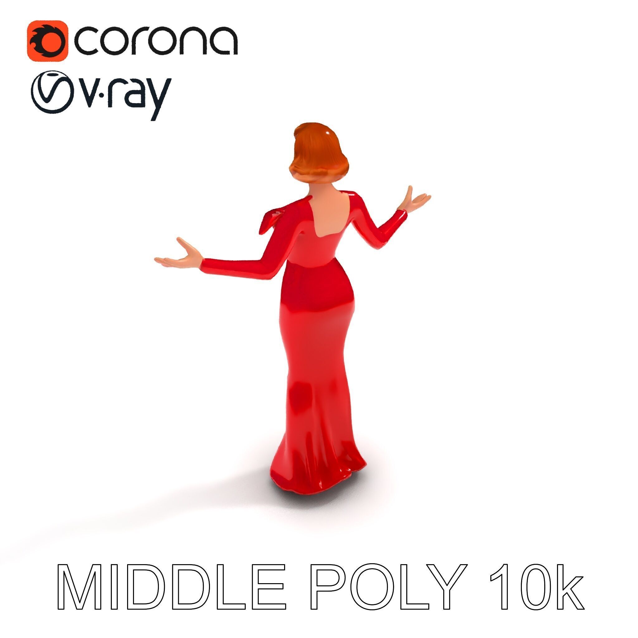 Glamorous Red Dress Character  High Detail D Model Low-poly 3D model_30