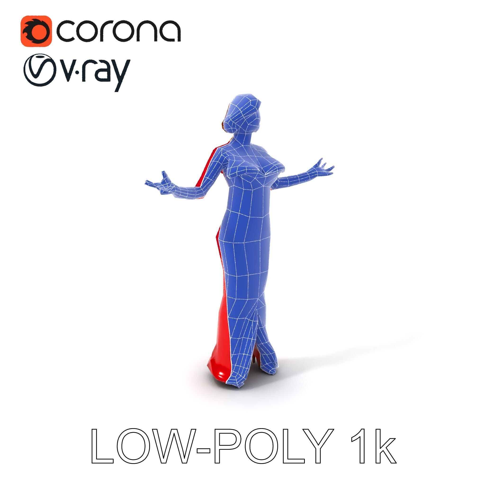 Glamorous Red Dress Character  High Detail D Model Low-poly 3D model_18