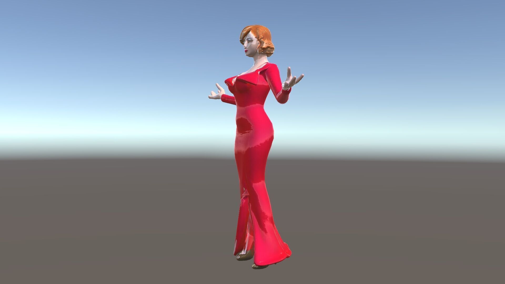 Glamorous Red Dress Character  High Detail D Model Low-poly 3D model_25