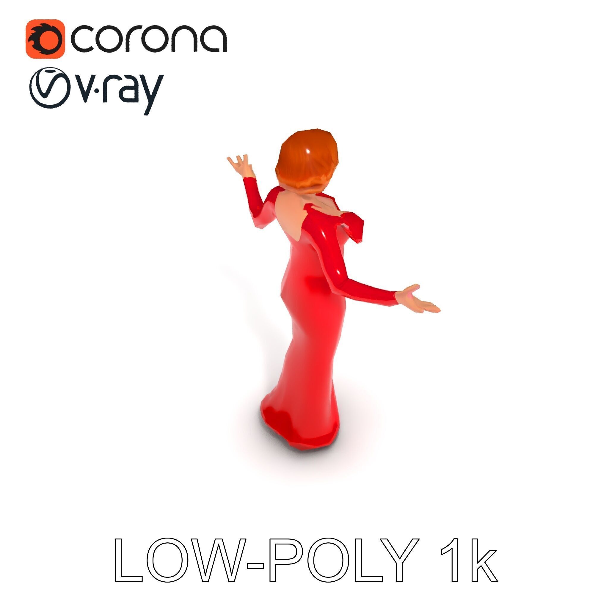 Glamorous Red Dress Character  High Detail D Model Low-poly 3D model_21