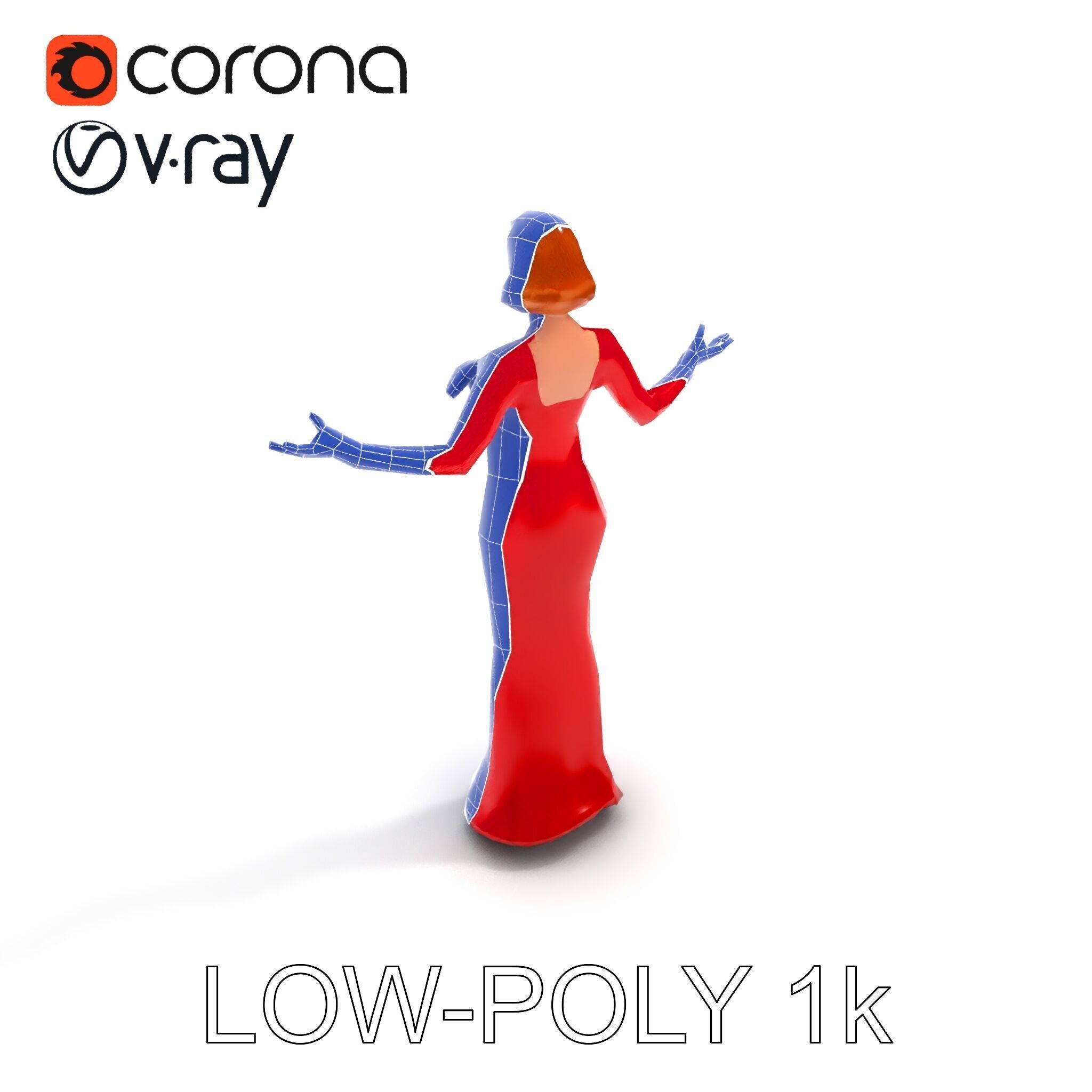 Glamorous Red Dress Character  High Detail D Model Low-poly 3D model_34