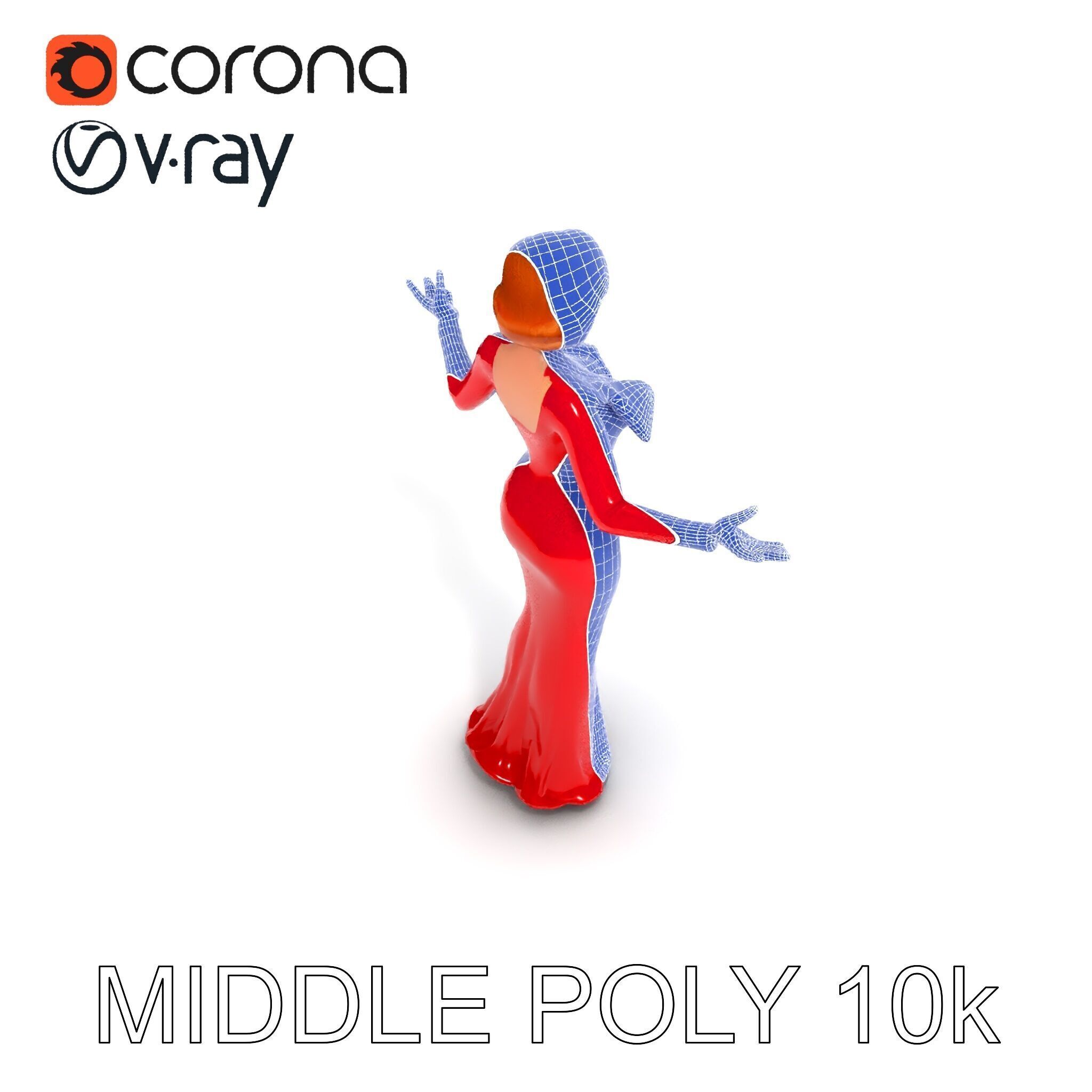 Glamorous Red Dress Character  High Detail D Model Low-poly 3D model_14